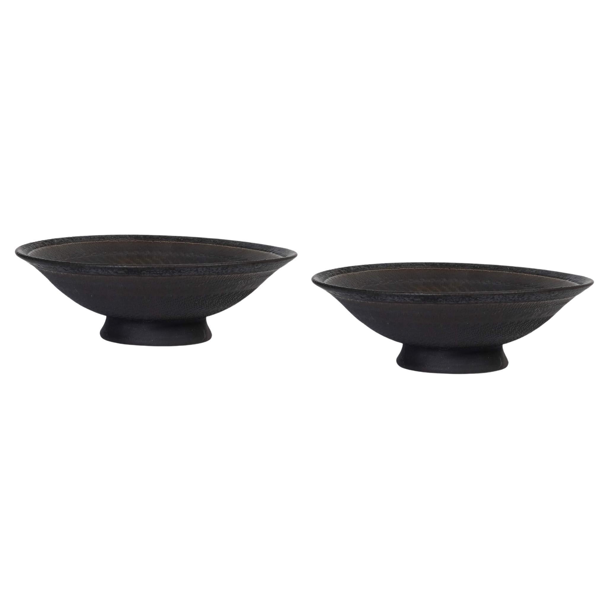 Set of 2 Helice Black Porcelain Bowl by Studio Cúze For Sale