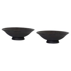 Set of 2 Helice Black Porcelain Bowl by Studio Cúze