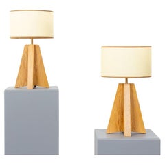 Set of 2 Helios bedside lamps in oak G44 collection