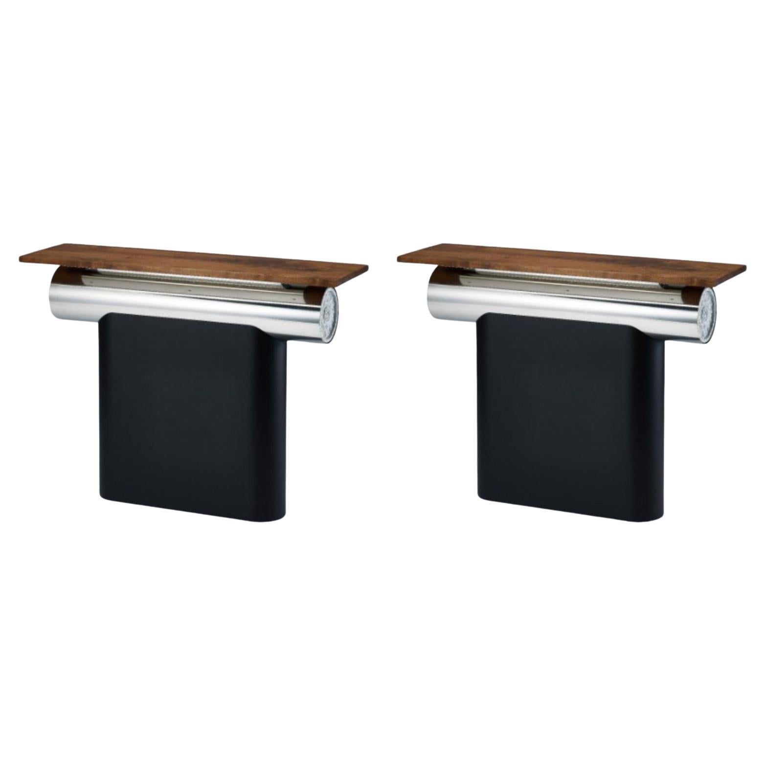 Set of 2 Heritage Gwol Console Tables by Lee Jung Hoon