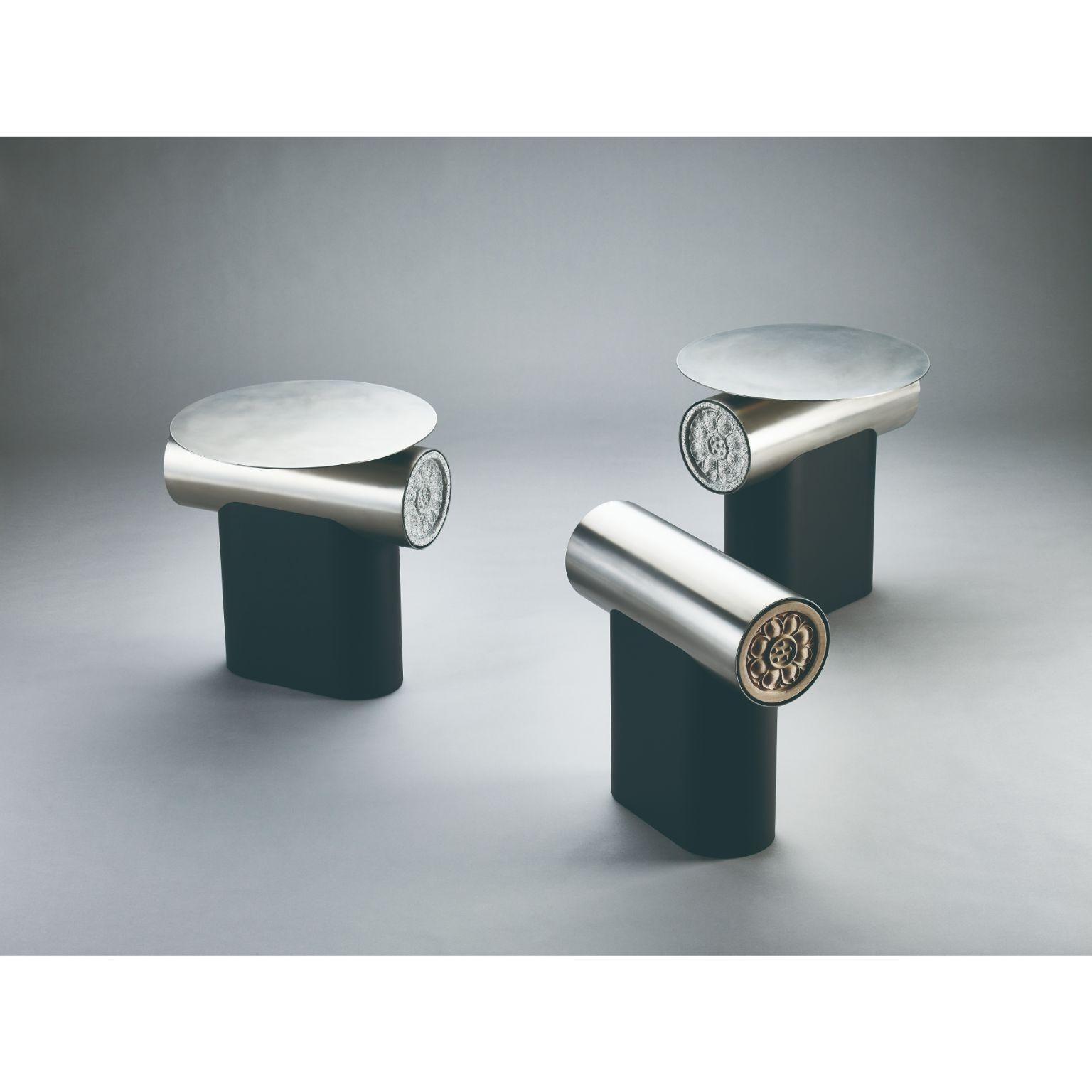 Korean Set of 2 Heritage Gwol Stool and Table by Lee Jung Hoon