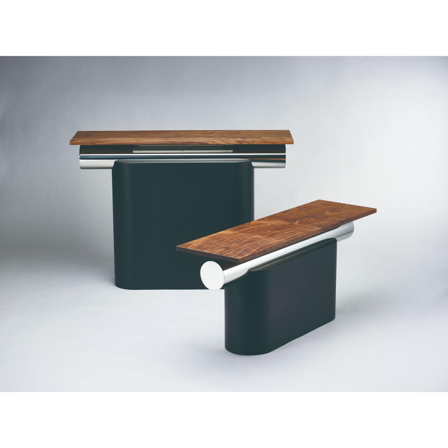 Set of 2 heritage layer side tables by Lee Jung Hoon
Dimensions: D 100 x W 29.4 x H 71cm / D 100 x W 29.4 x H 45cm
Materials: Walnut, stainless steel, steel.
Also available in different dimension.

The Heritage series, created by designer Lee
