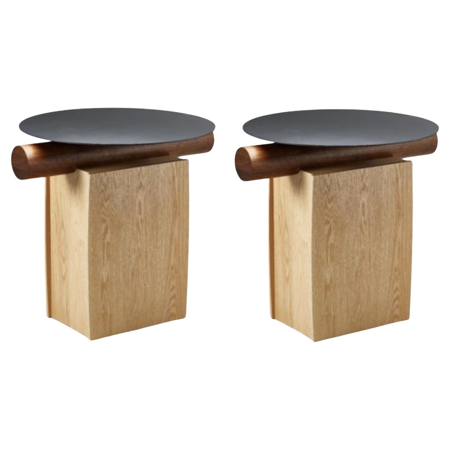 Set of 2 Heritage Round Tables by Lee Jung Hoon For Sale