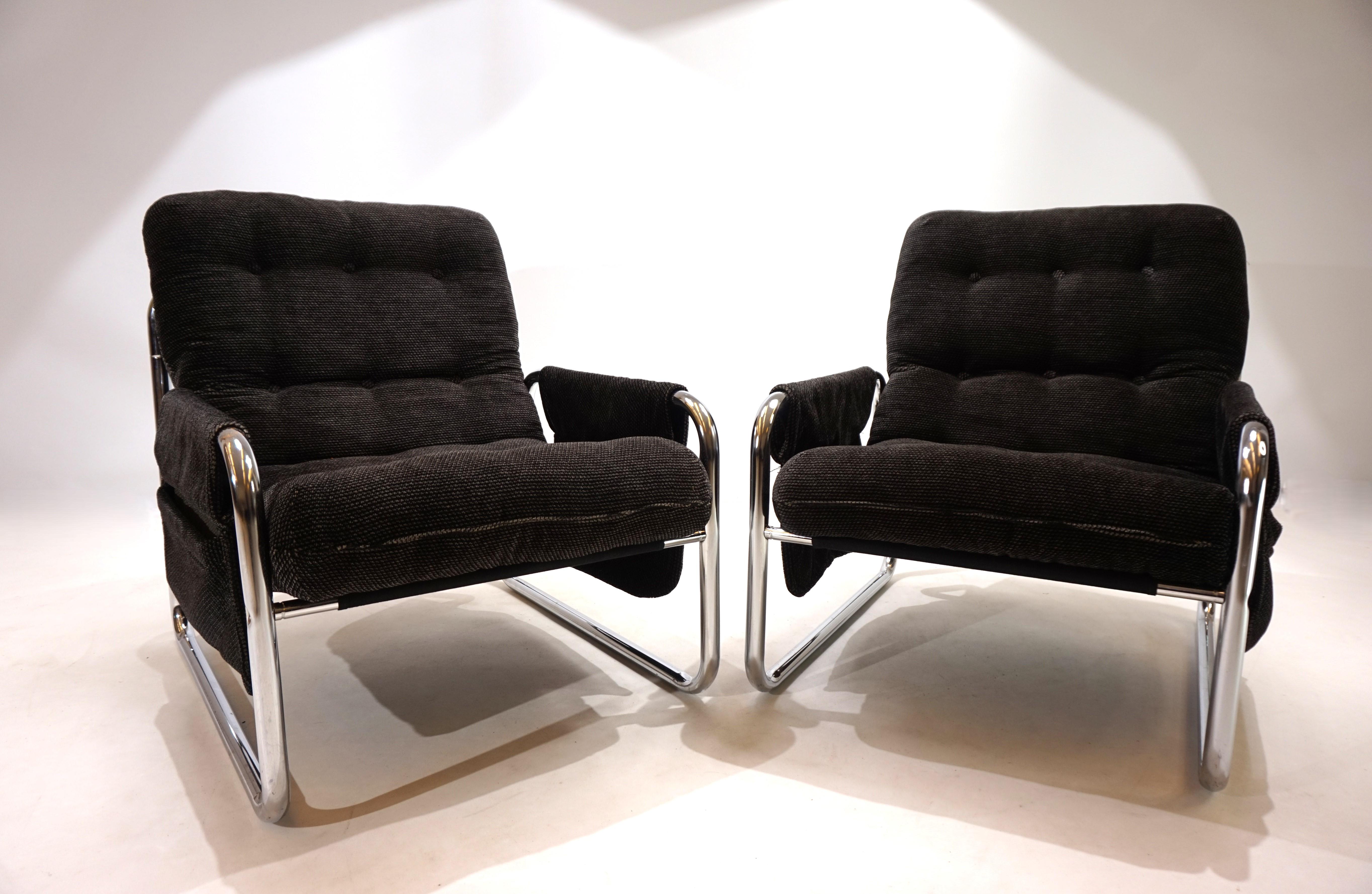 Ensemble de 2 chaises luge chromées Herlag de Johan Bertil Häggström, 1970 5