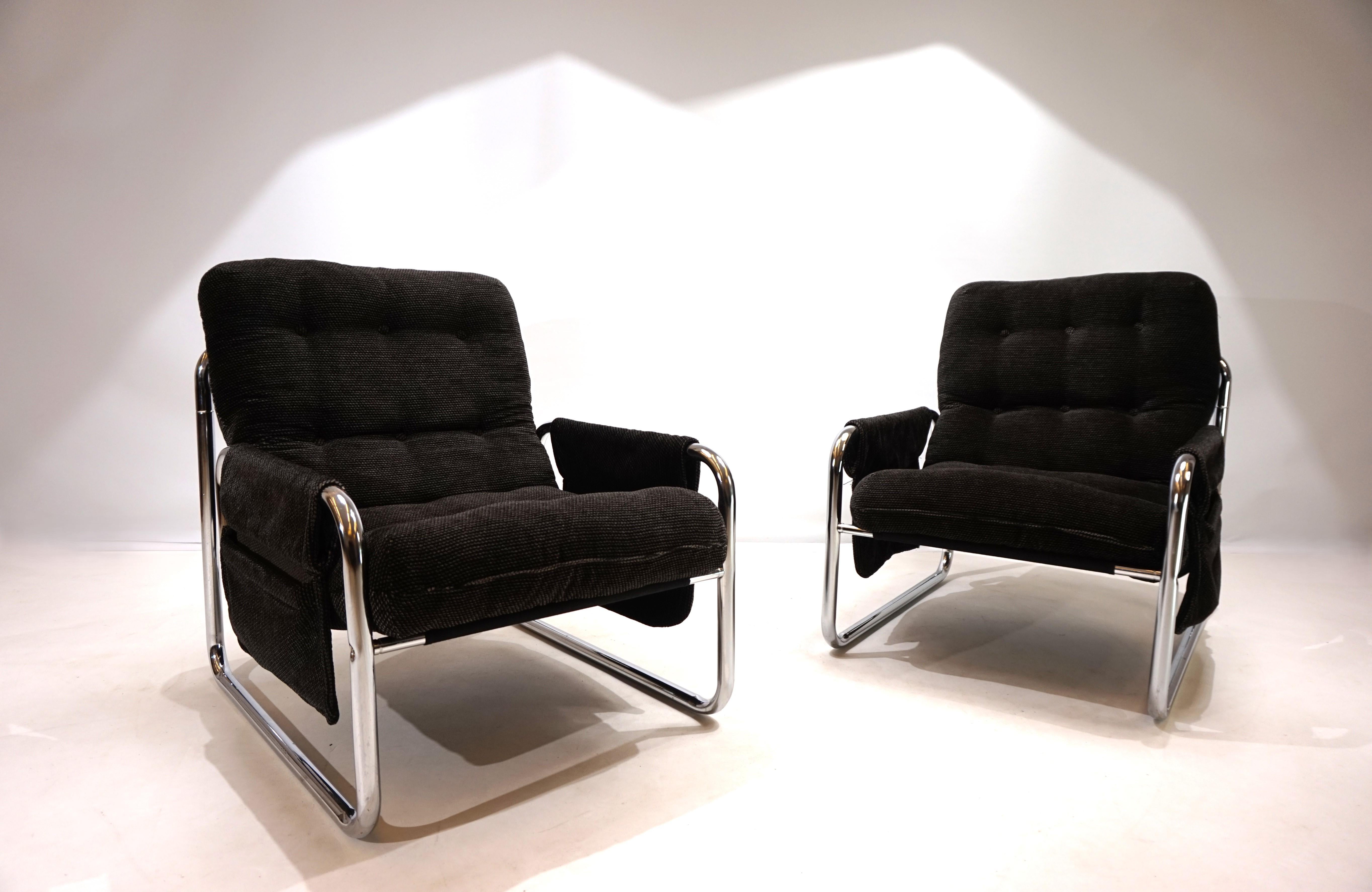 Ensemble de 2 chaises luge chromées Herlag de Johan Bertil Häggström, 1970 12