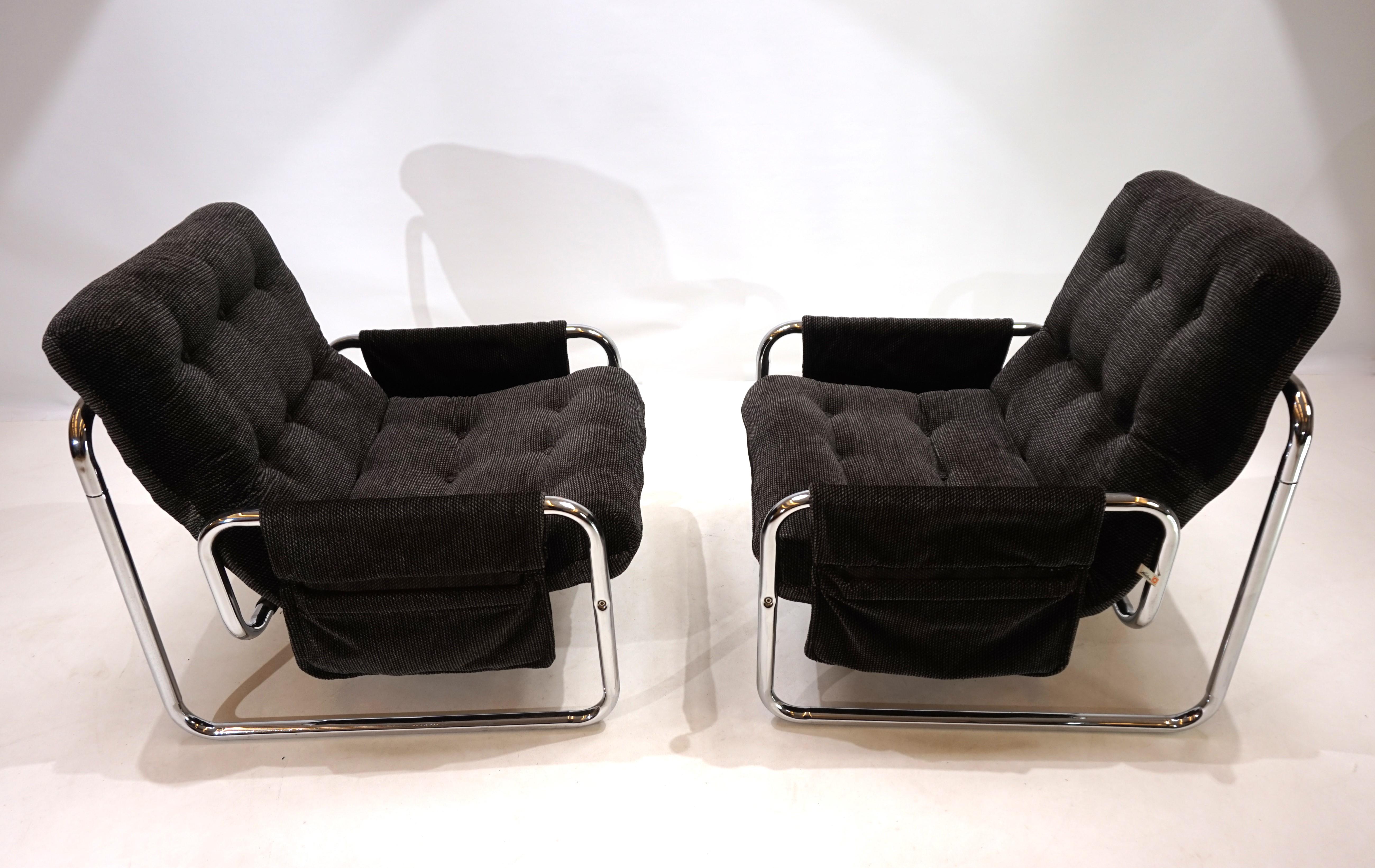 Ensemble de 2 chaises luge chromées Herlag de Johan Bertil Häggström, 1970 Bon état à Ludwigslust, DE