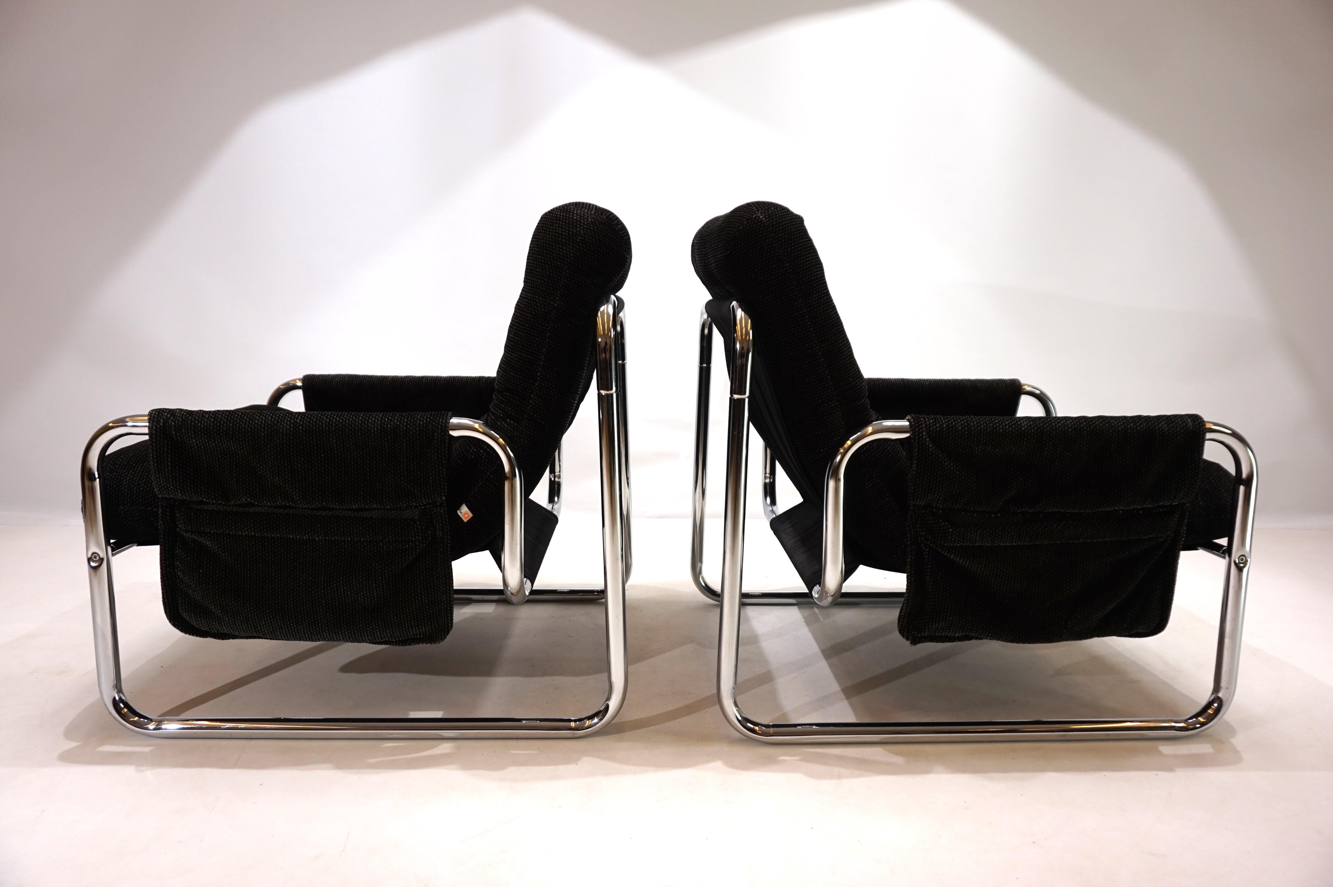 Ensemble de 2 chaises luge chromées Herlag de Johan Bertil Häggström, 1970 1