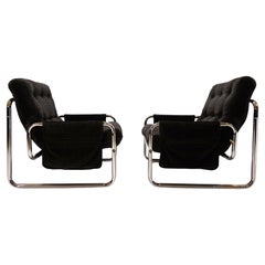 Set of 2 Herlag chrome cantilever chairs by Johan Bertil Häggström, 1970