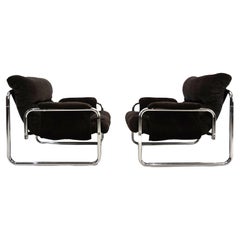 Set of 2 Herlag chrome cantilever lounge chairs by Johan Bertil Häggström