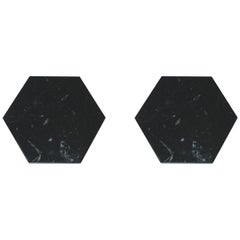 Set of 2 Hexagonal Black Marble Coasters
