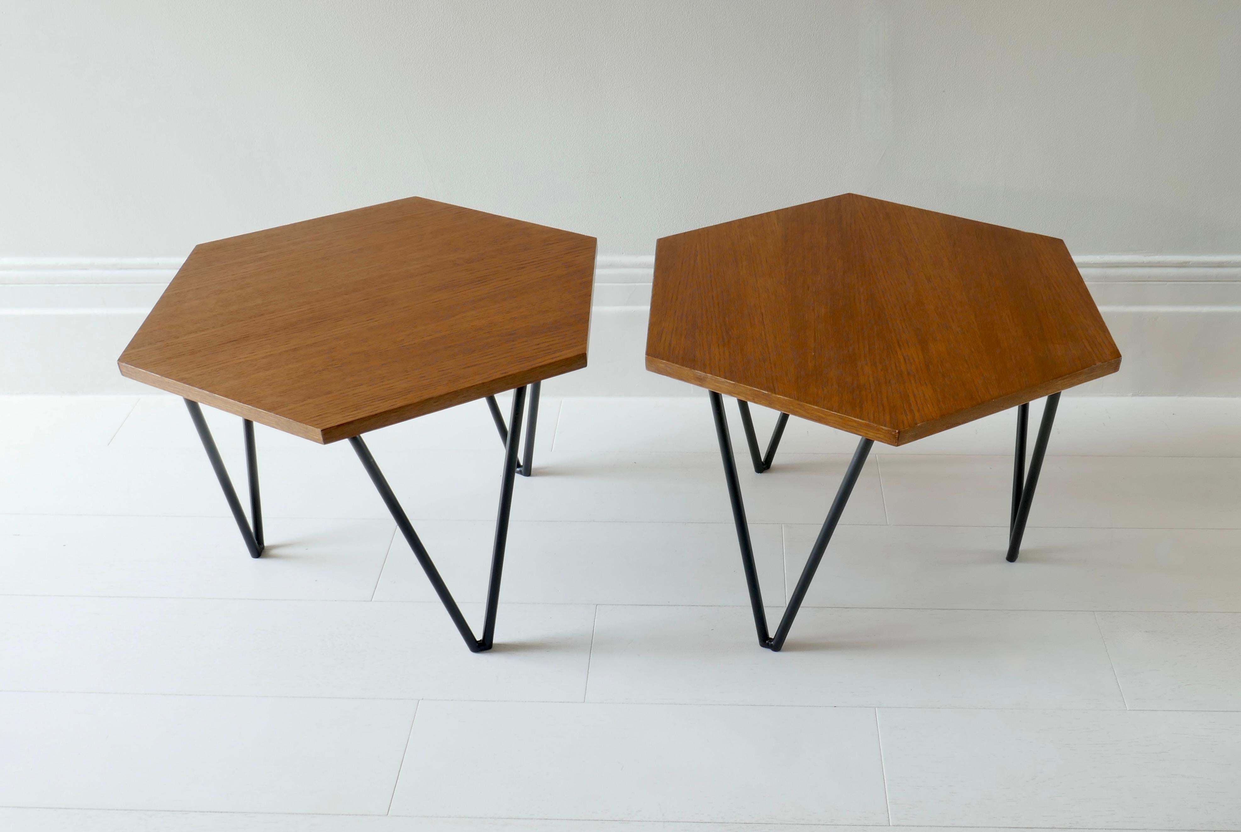 Set of 2 Hexagonal Gio Ponti Low Tables by Isa Bergamo, Italy, 1950s 3