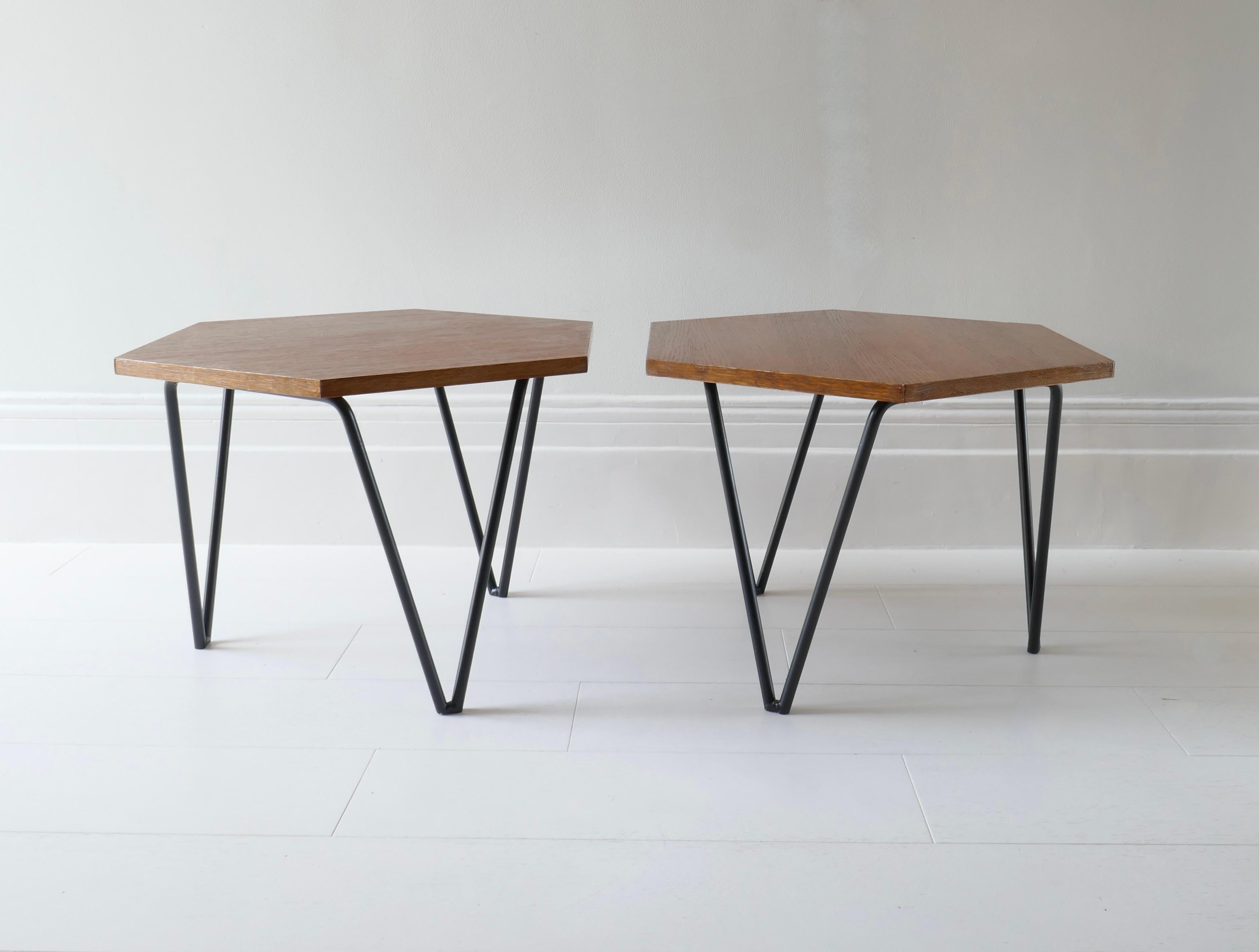 Set of 2 Hexagonal Gio Ponti Low Tables by Isa Bergamo, Italy, 1950s 6