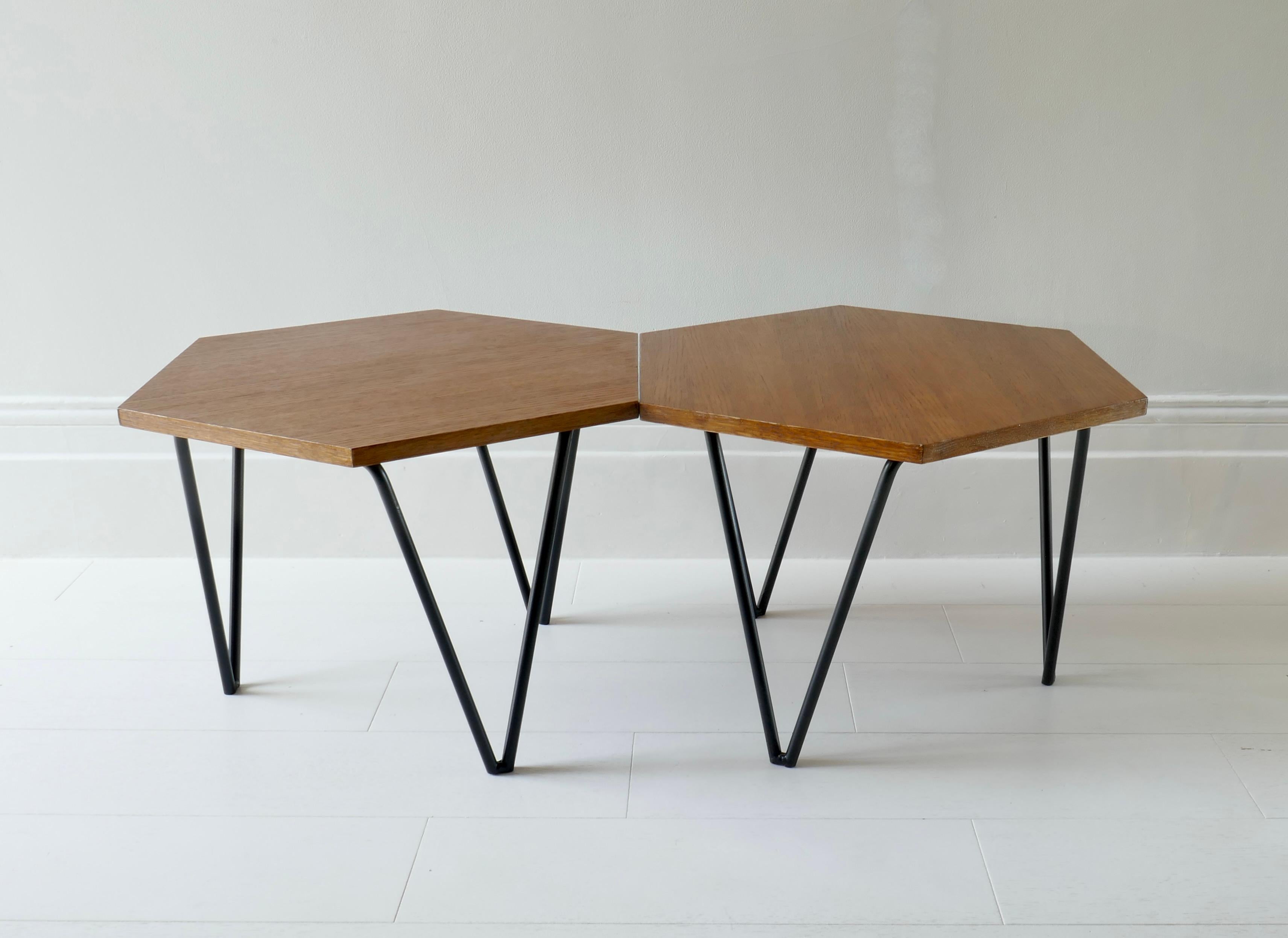 Mid-20th Century Set of 2 Hexagonal Gio Ponti Low Tables by Isa Bergamo, Italy, 1950s For Sale
