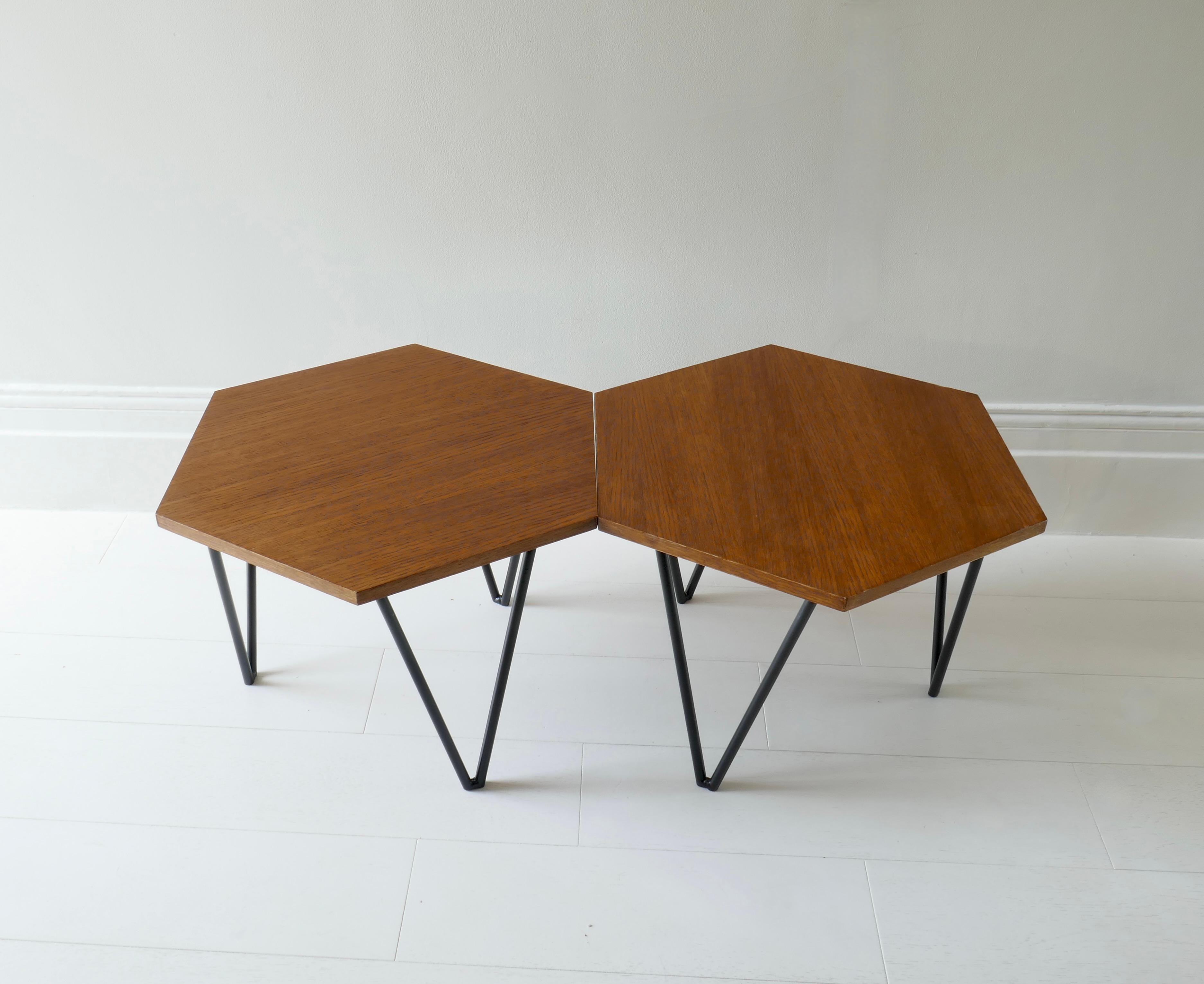 Set of 2 Hexagonal Gio Ponti Low Tables by Isa Bergamo, Italy, 1950s For Sale 1