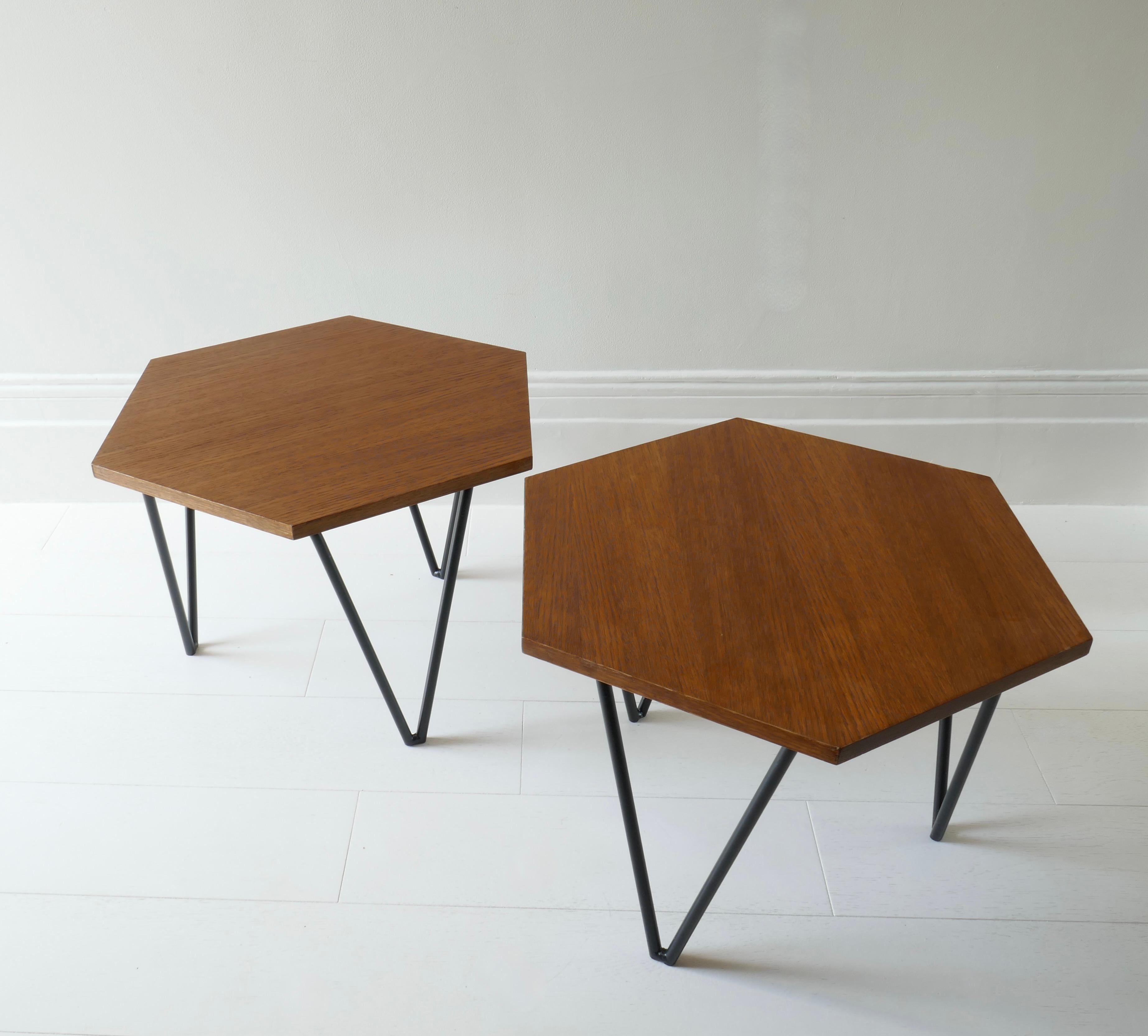 Set of 2 Hexagonal Gio Ponti Low Tables by Isa Bergamo, Italy, 1950s For Sale 2