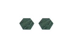 Handmade Set of 2 Hexagonal Green Guatemala Marble Coasters