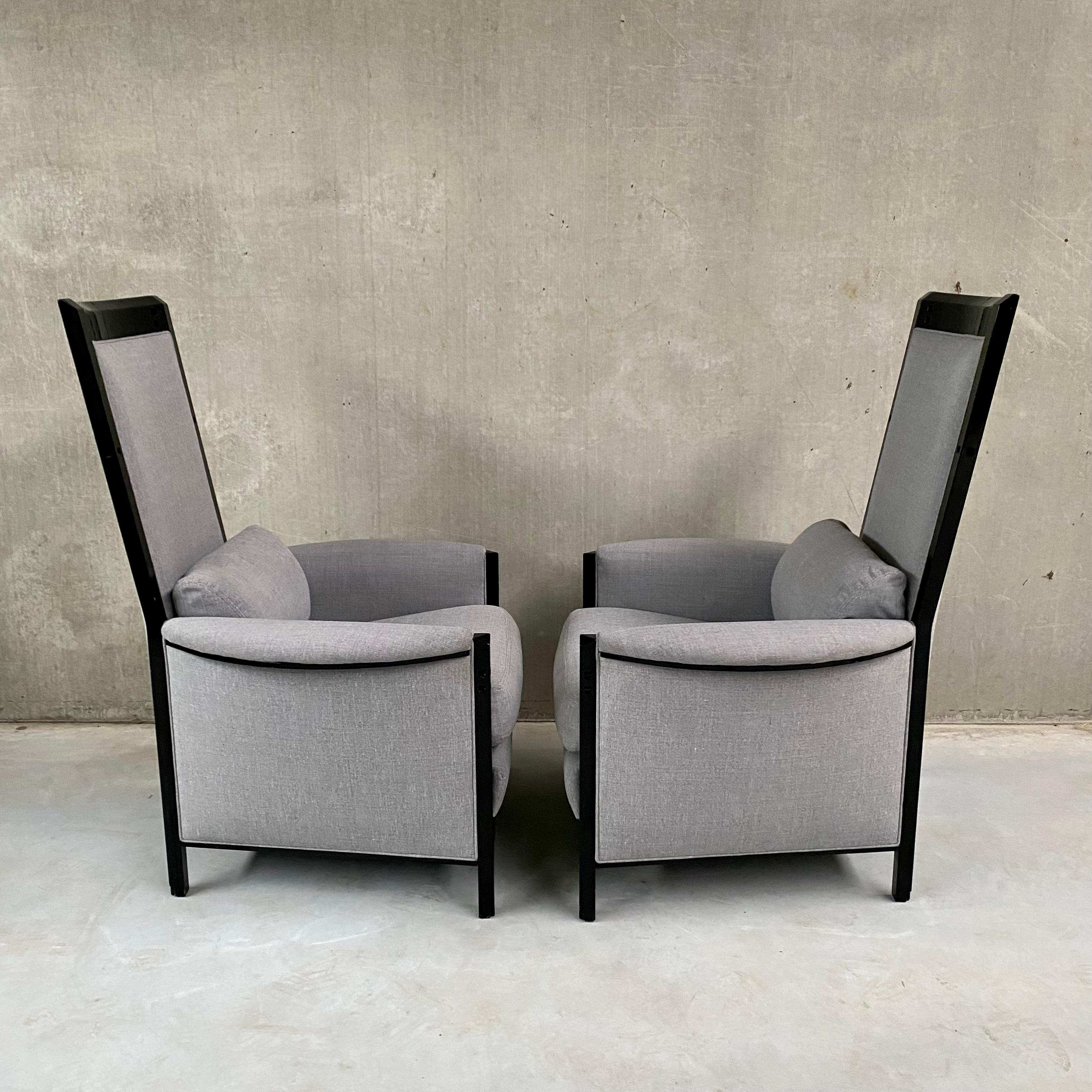 Ensemble de 2 fauteuils «ggy » hauts en laque noire d'Umberto Asnago pour Giorgetti en vente 1