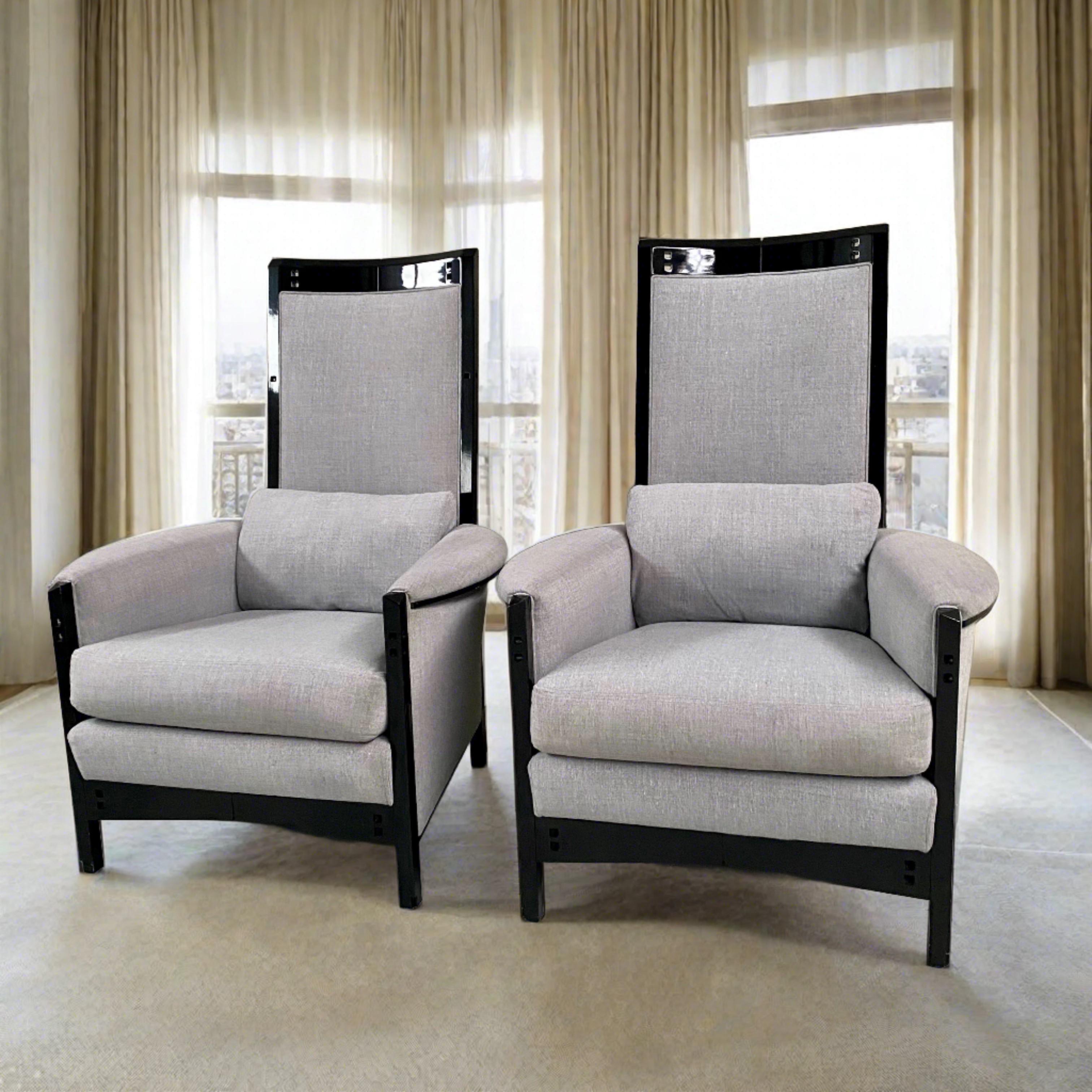 Ensemble de 2 fauteuils «ggy » hauts en laque noire d'Umberto Asnago pour Giorgetti Bon état - En vente à DE MEERN, NL