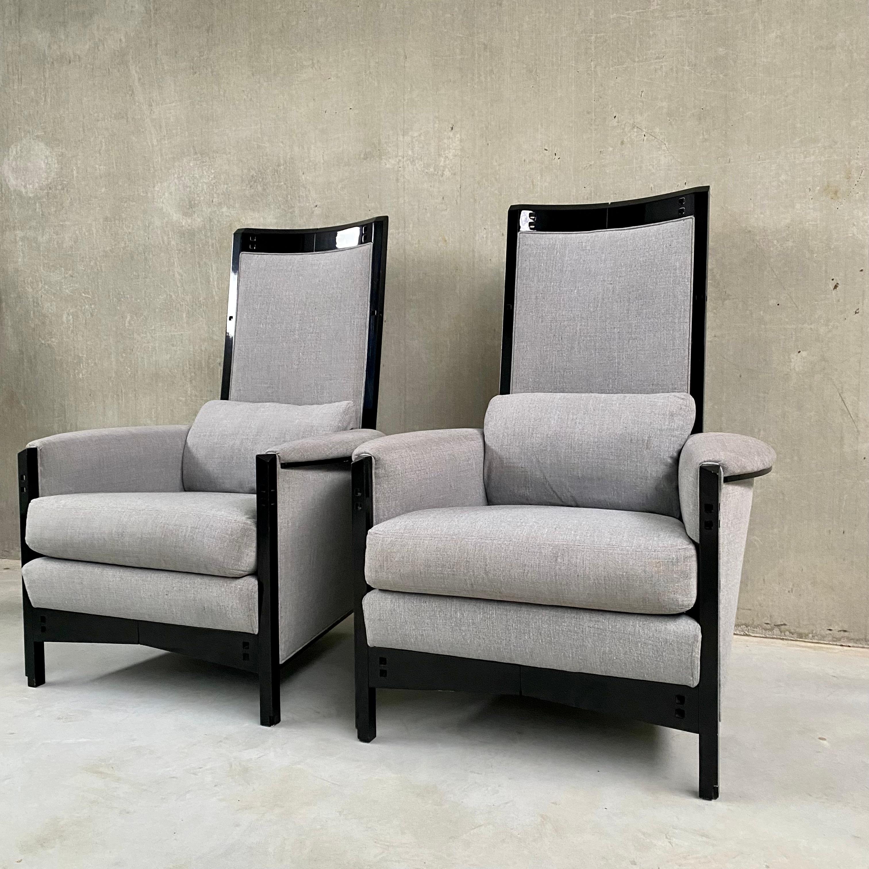 Ensemble de 2 fauteuils «ggy » hauts en laque noire d'Umberto Asnago pour Giorgetti en vente 4