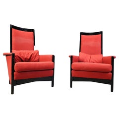 Lot de 2 chaises à accoudoirs "Peggy" laquées noir par Umberto Asnago pour Giorgetti