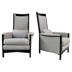 Set of 2 High Black Lacquered "Peggy" Arm Chairs by Umberto Asnago for Giorgetti