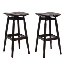 Set of 2 High Black Stained Oak DOM Stools by Marcos Zanuso Jr