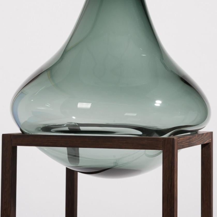 Other Set of 2 High Round Square Green Vase by Studio Thier & Van Daalen