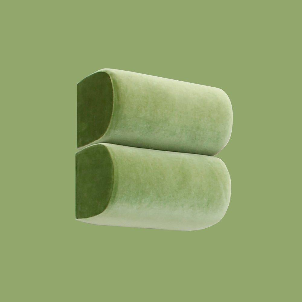 Set of 2 hold on green wall objects by Haus Otto
Dimensions: D 25 x W 26.5 x H 13 cm each
Materials: recycled foam, wood, textil.

The limited edition collectable “Hold On“ is the result of the collaboration between the Stuttgart based art and
