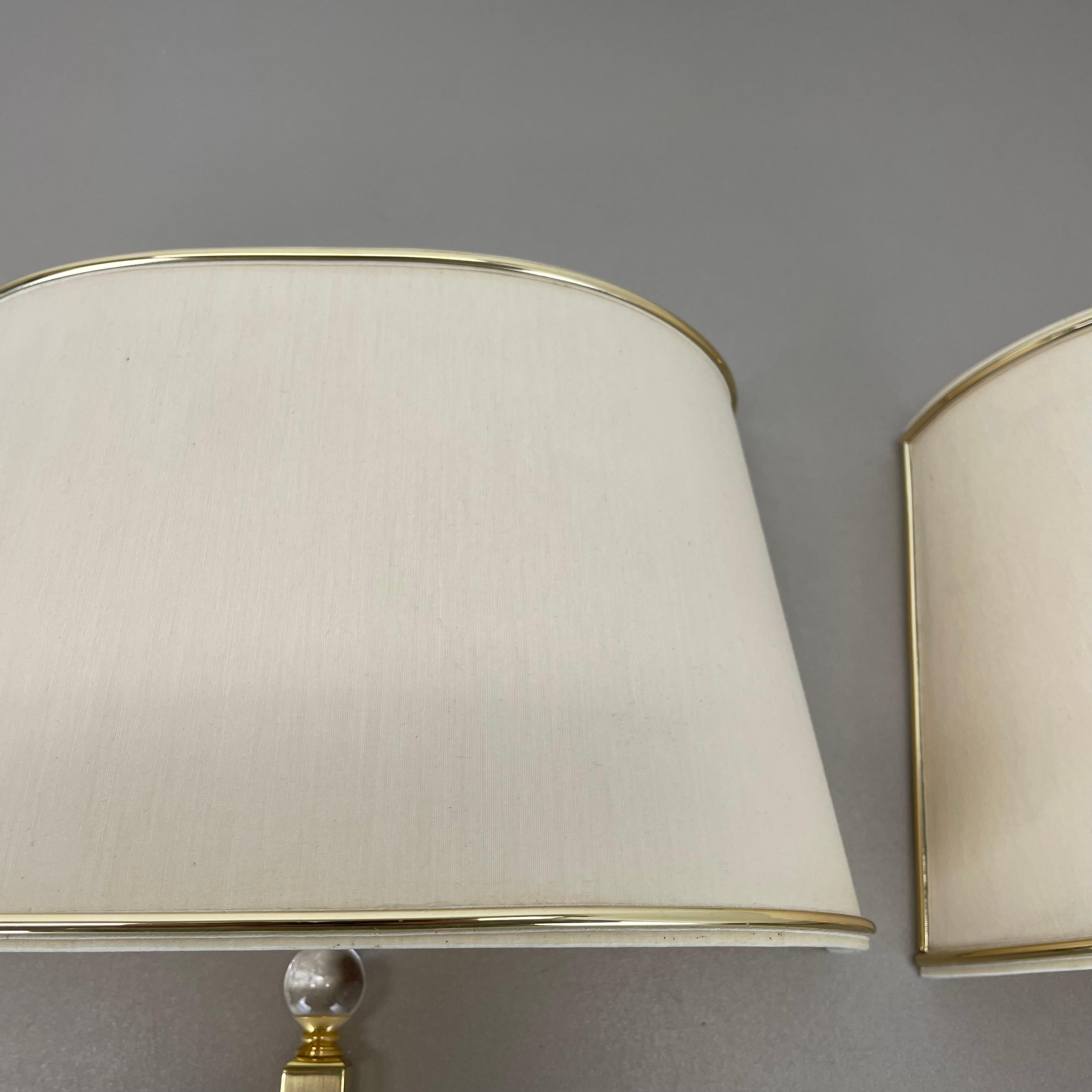 Set of 2 Hollywood Regency Bicolor brass Wall Lights with shades, Italy 1980s For Sale 11