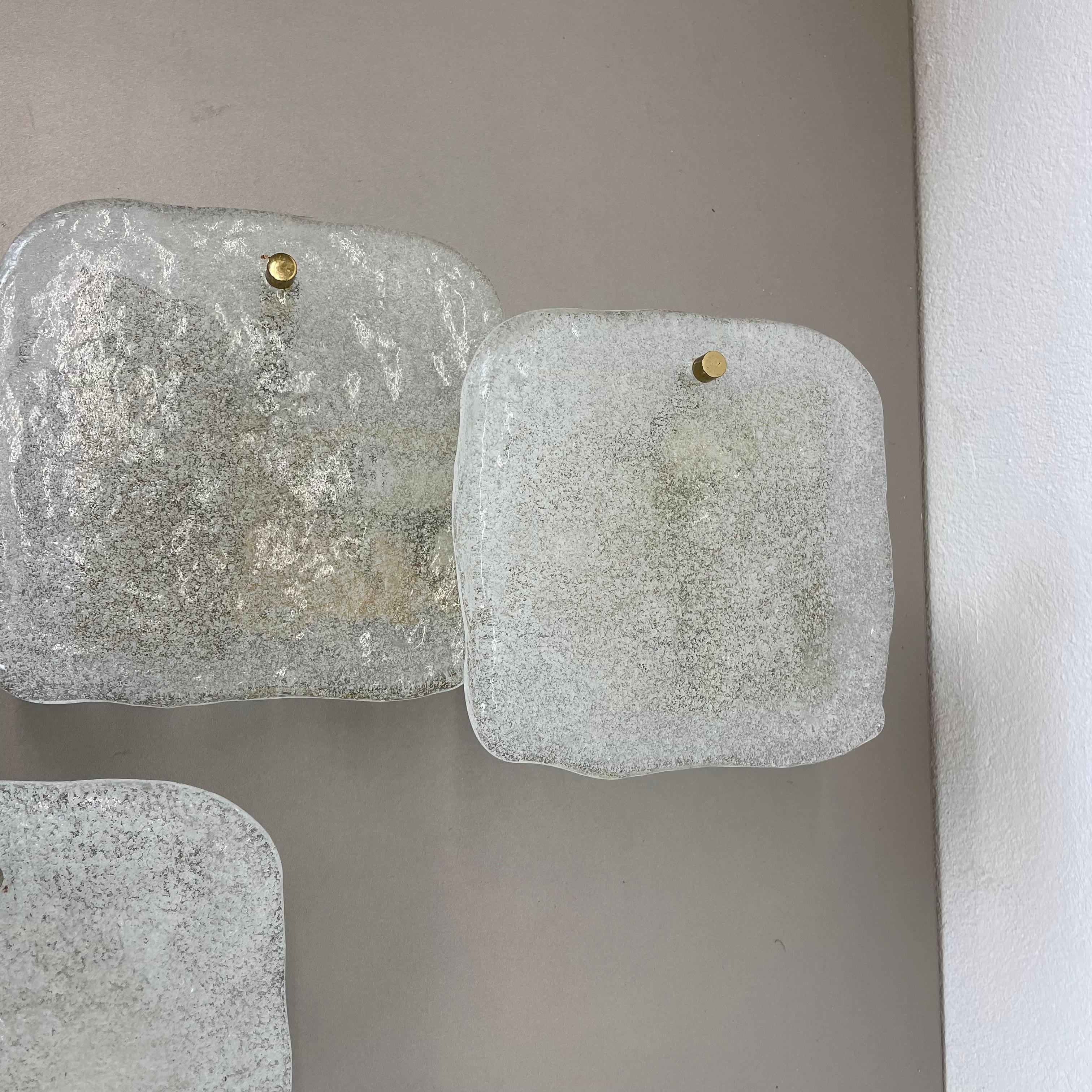 Set of 2 Hollywood Regency Ice Glass Wall Light Made by Kalmar Lights, 1960s For Sale 4