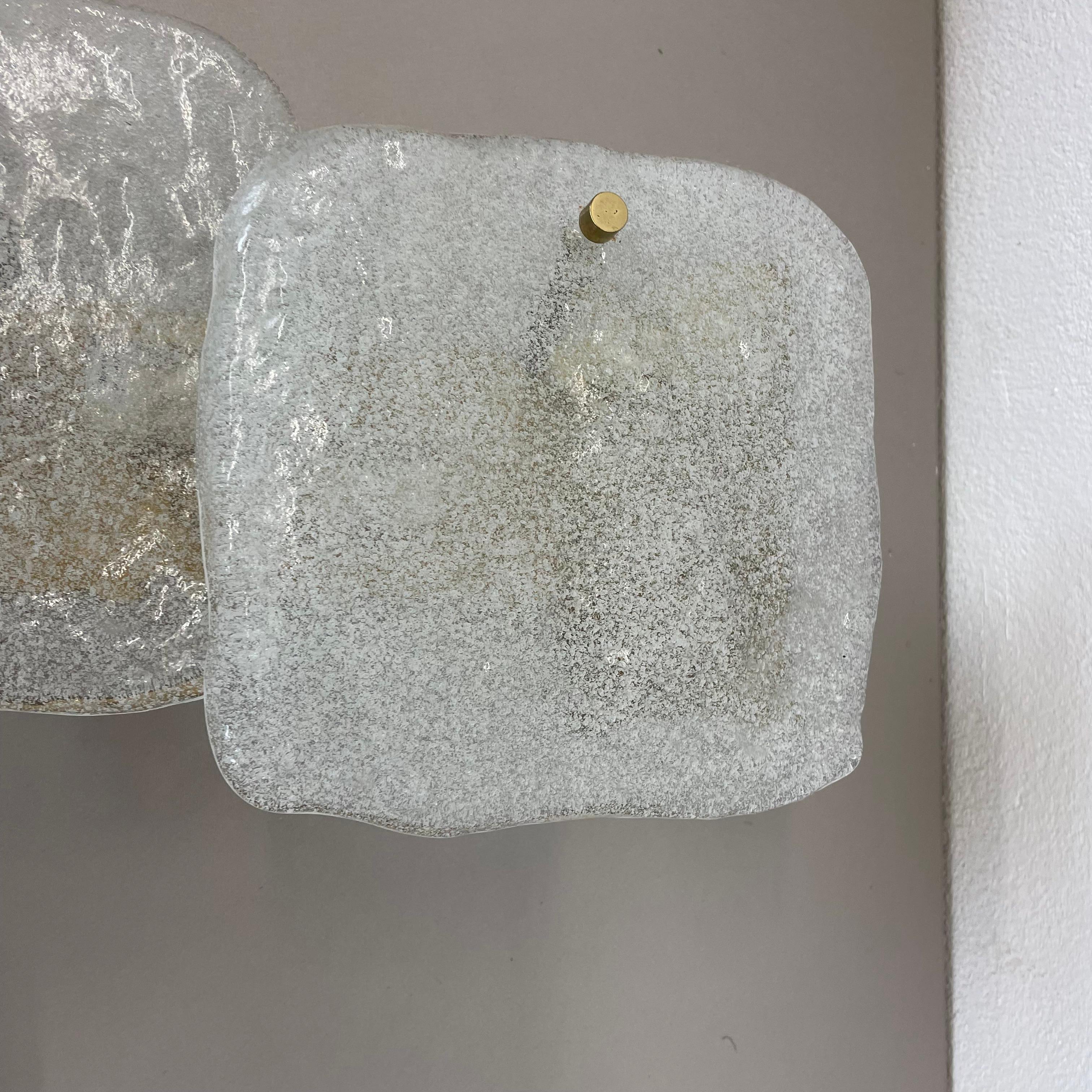 Set of 2 Hollywood Regency Ice Glass Wall Light Made by Kalmar Lights, 1960s For Sale 7