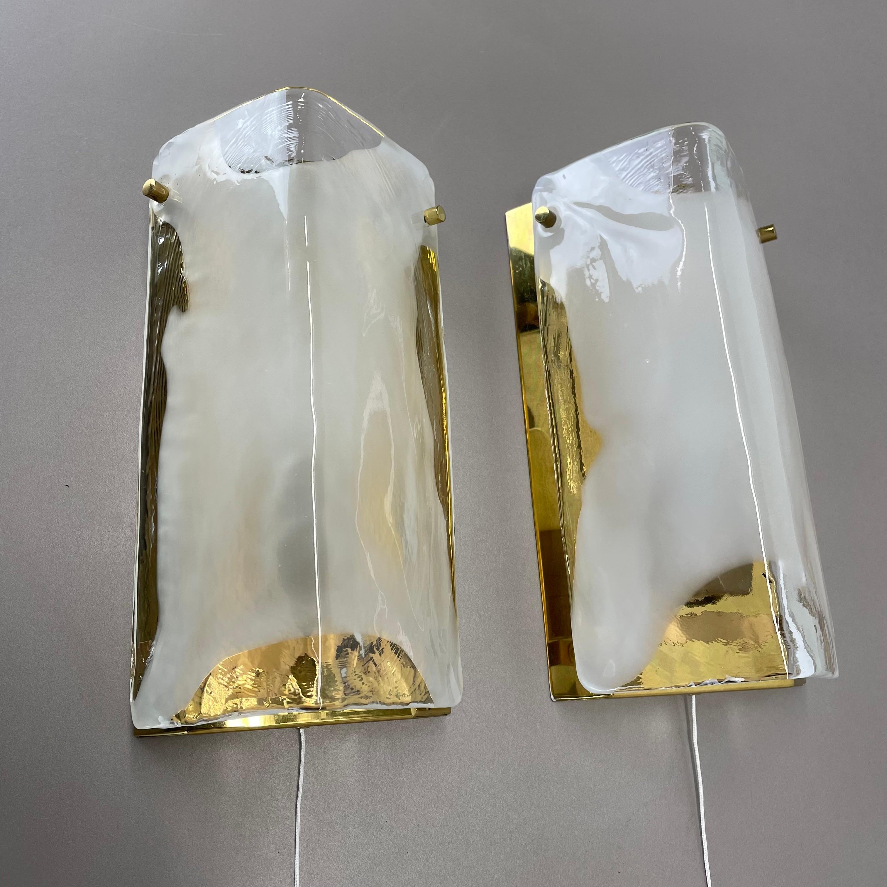 Set of 2 Hollywood Regency MURANO Glass Wall Light Made by Kalmar Lights, 1960s For Sale 4