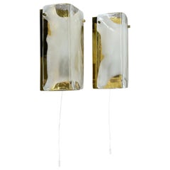 Juego de 2 Apliques de Cristal MURANO Hollywood Regency de Kalmar Lighting, Años 60