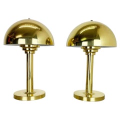 set of 2 Hollywood Regency Mushroom Brass Sputnik Table Light, Italy, 1980s