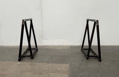 Set of 2 Hollywood Regency Style Fake Bamboo and Chrome Table Trestles, 1980s