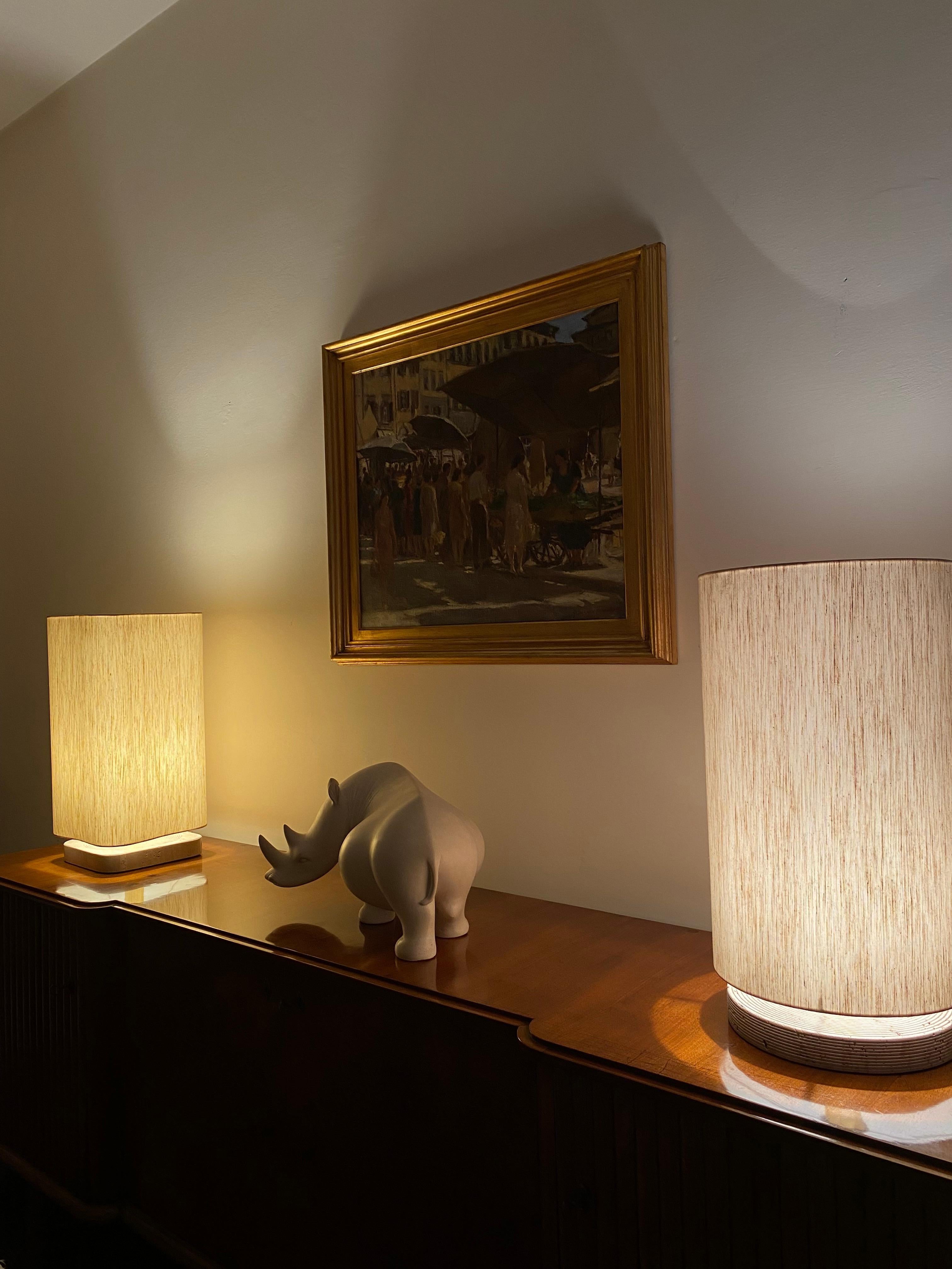 Hollywood Regency Set of 2 Hollywood regency Travertine table lamp base, Italy 1970s For Sale