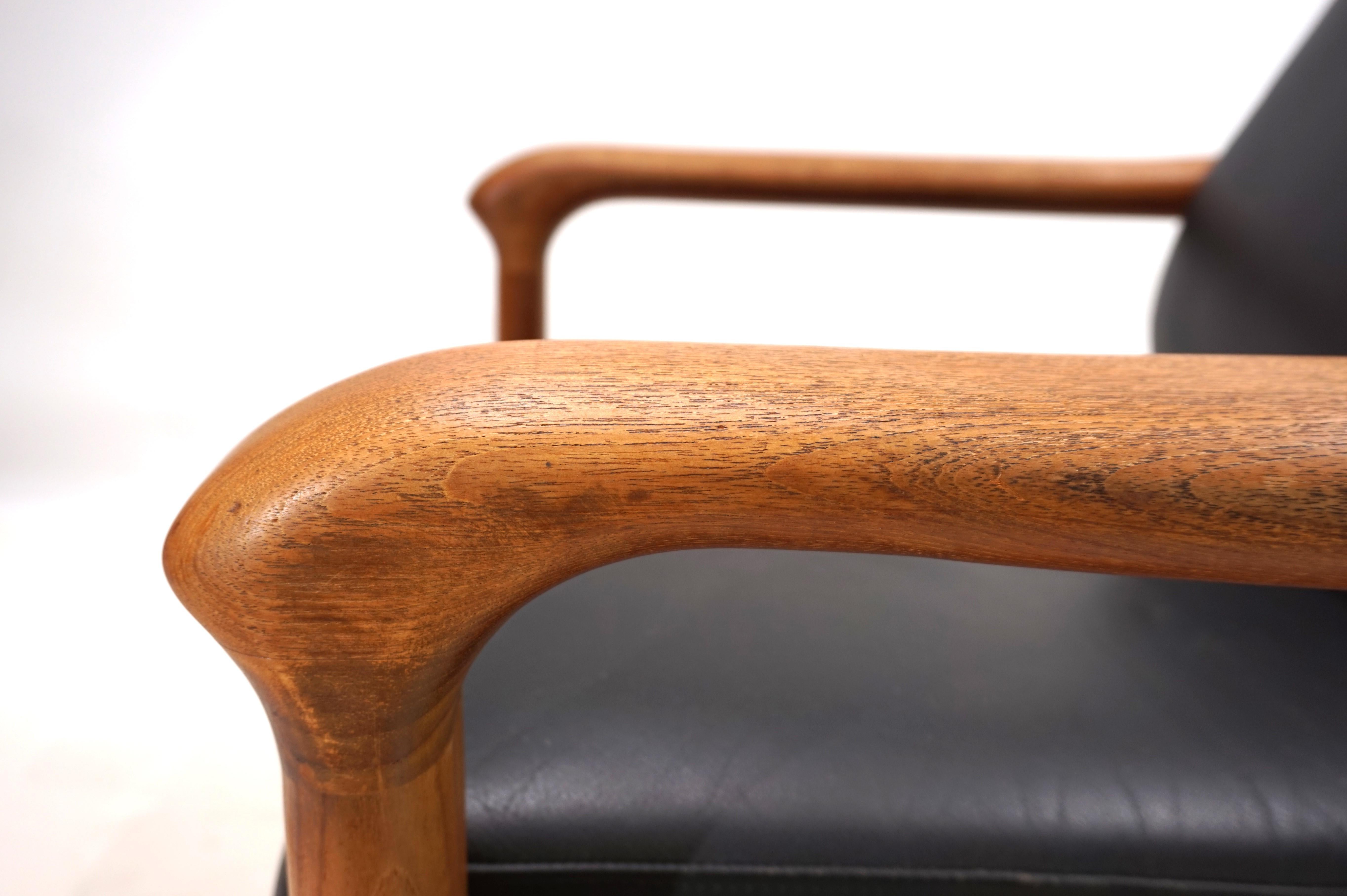 Set of 2 Holstebro teak leather armchairs, 1960 7