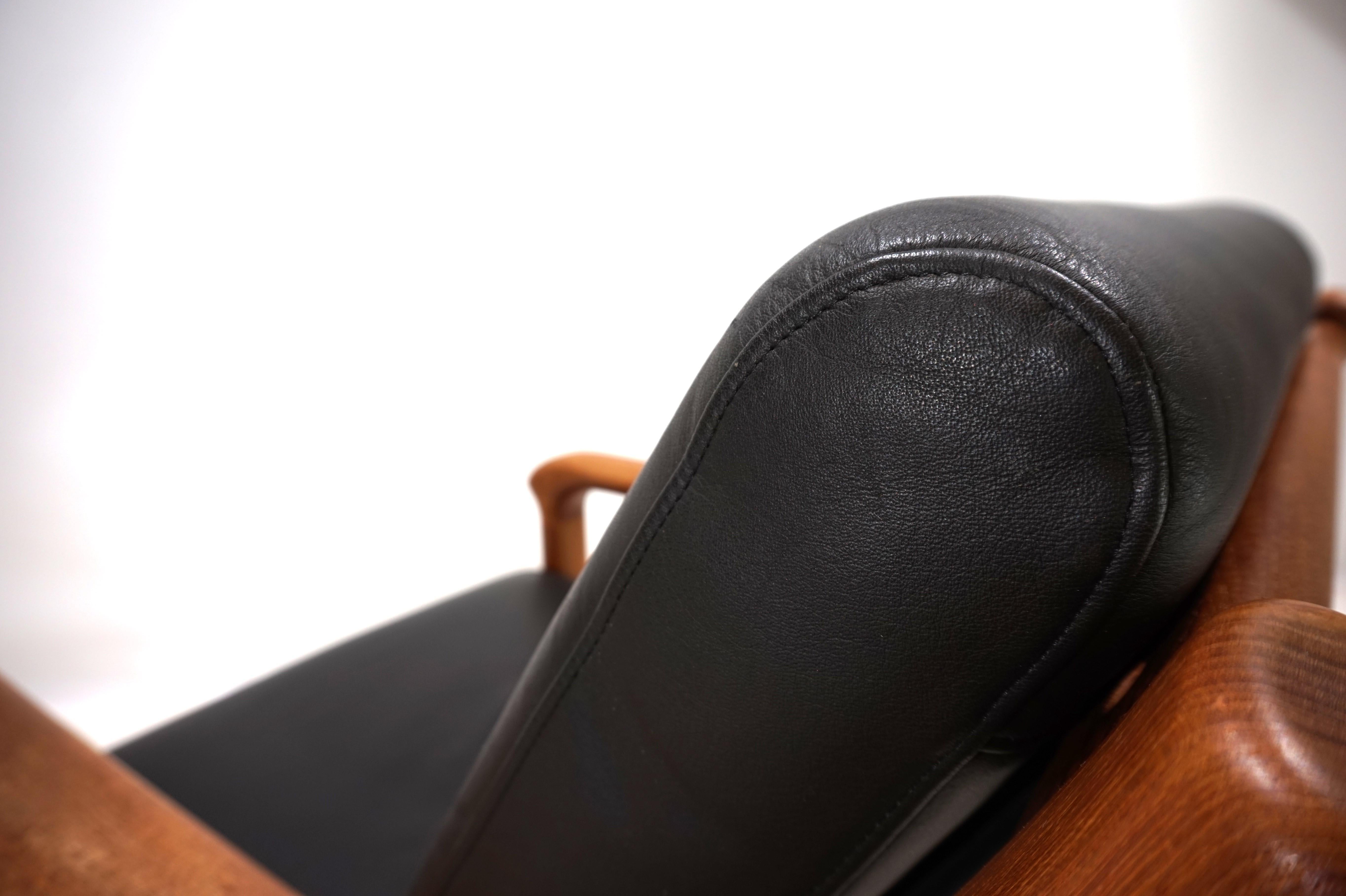 Set of 2 Holstebro teak leather armchairs, 1960 8