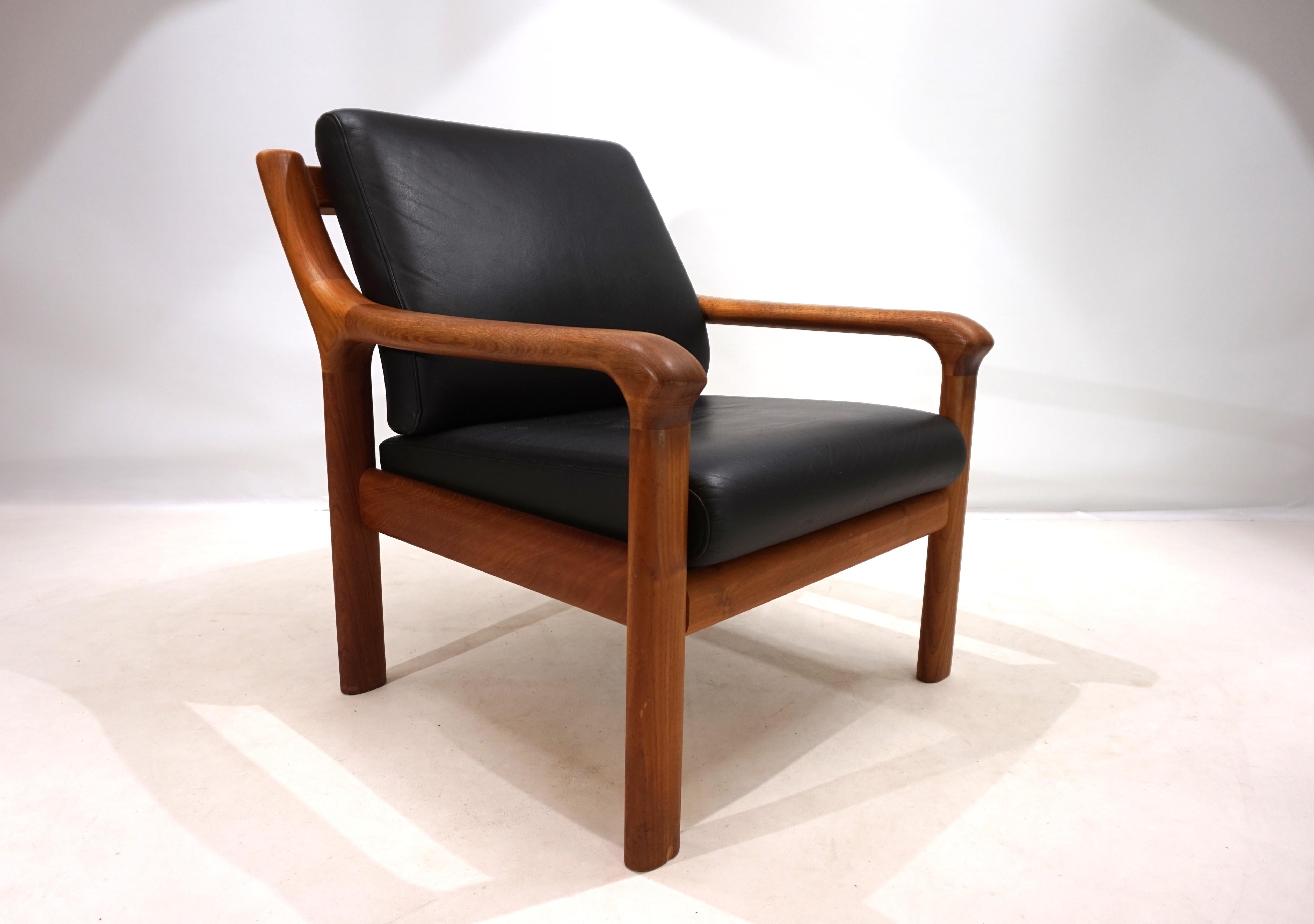 Set of 2 Holstebro teak leather armchairs, 1960 9