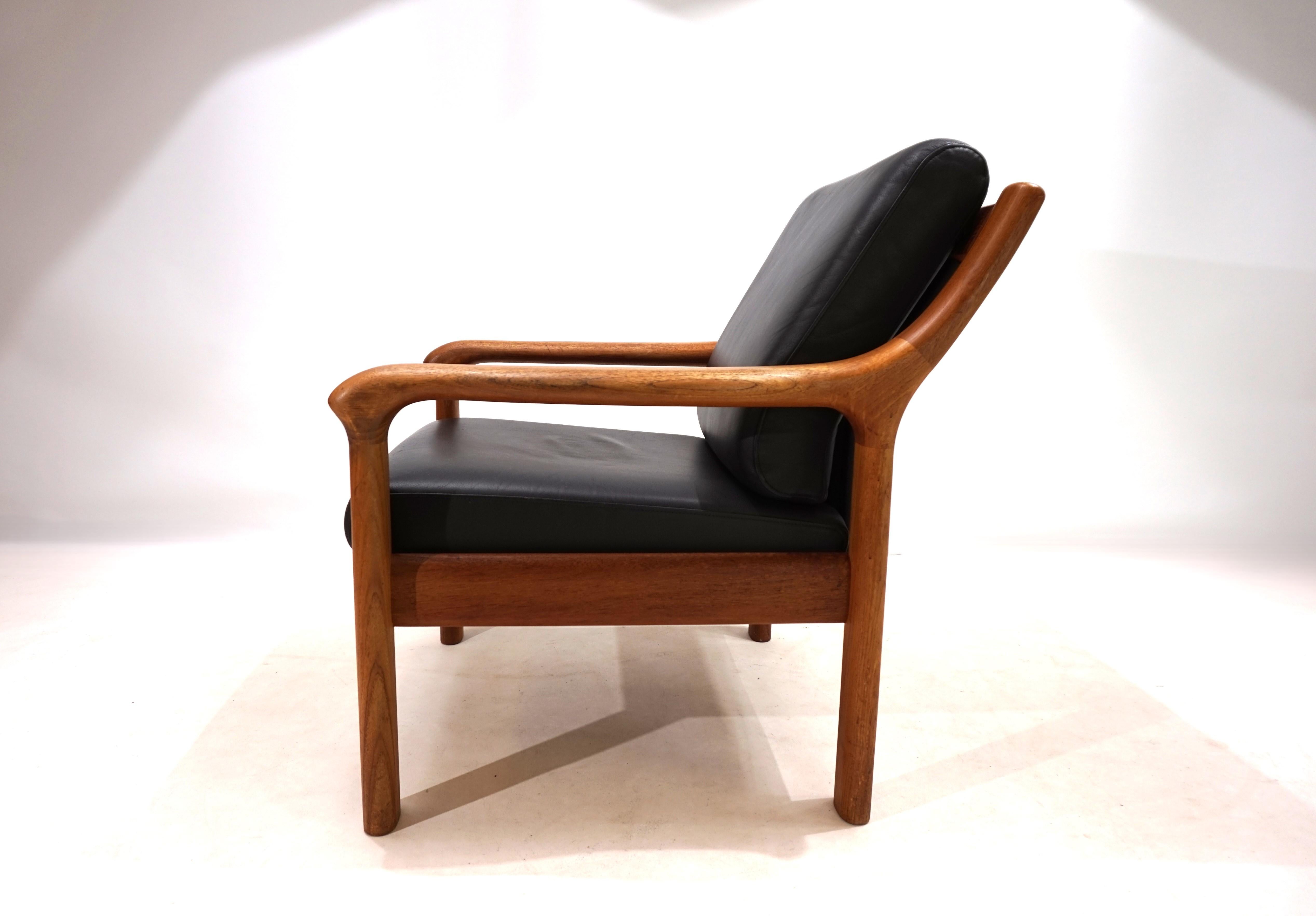 Set of 2 Holstebro teak leather armchairs, 1960 13