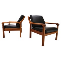 Set di 2 poltrone in pelle di teak Holstebro, 1960
