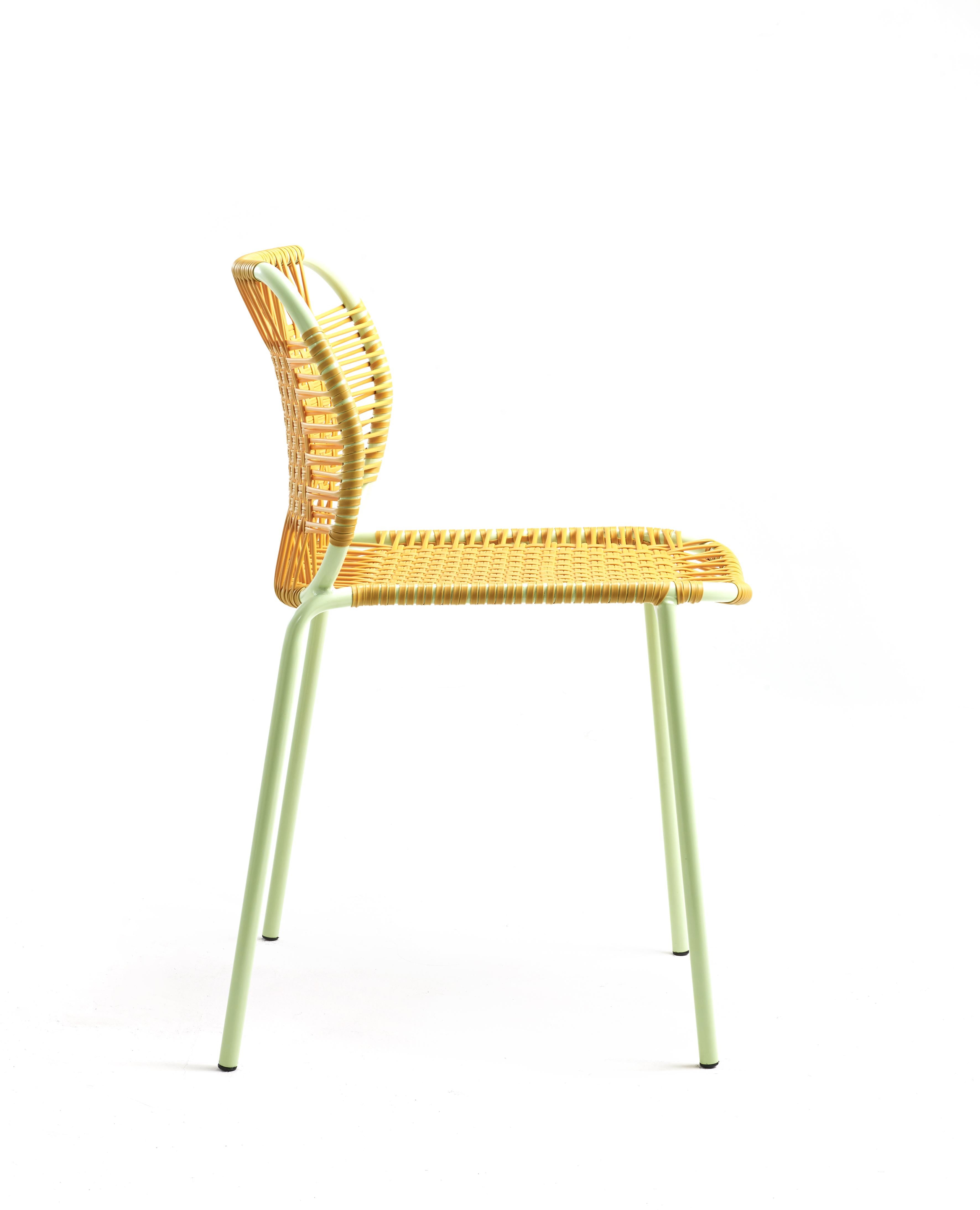 Powder-Coated Set of 2 Honey Cielo Stacking Chair by Sebastian Herkner For Sale