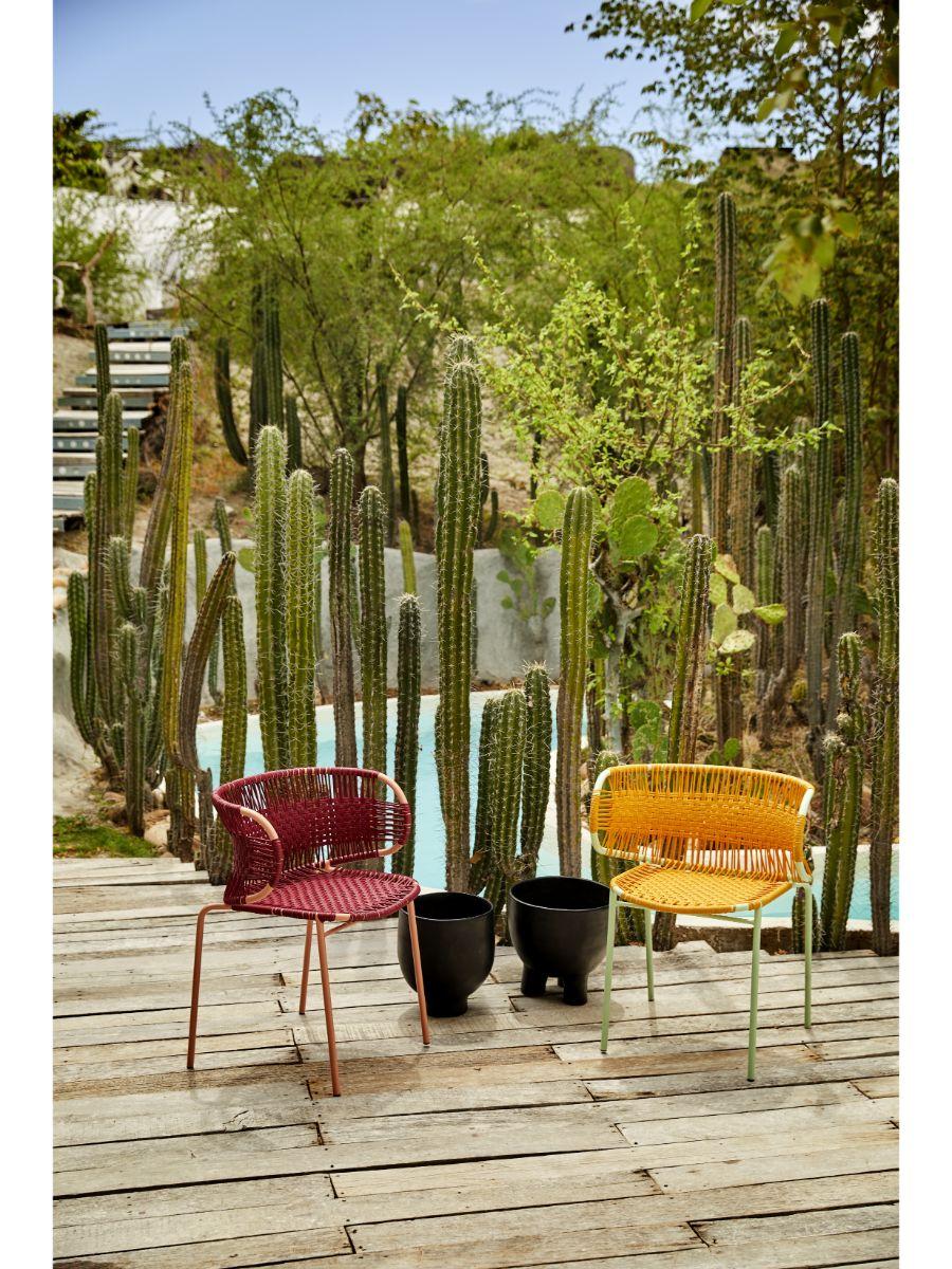 Set of 2 Honey Cielo Stacking Chair with Armrest by Sebastian Herkner For Sale 1