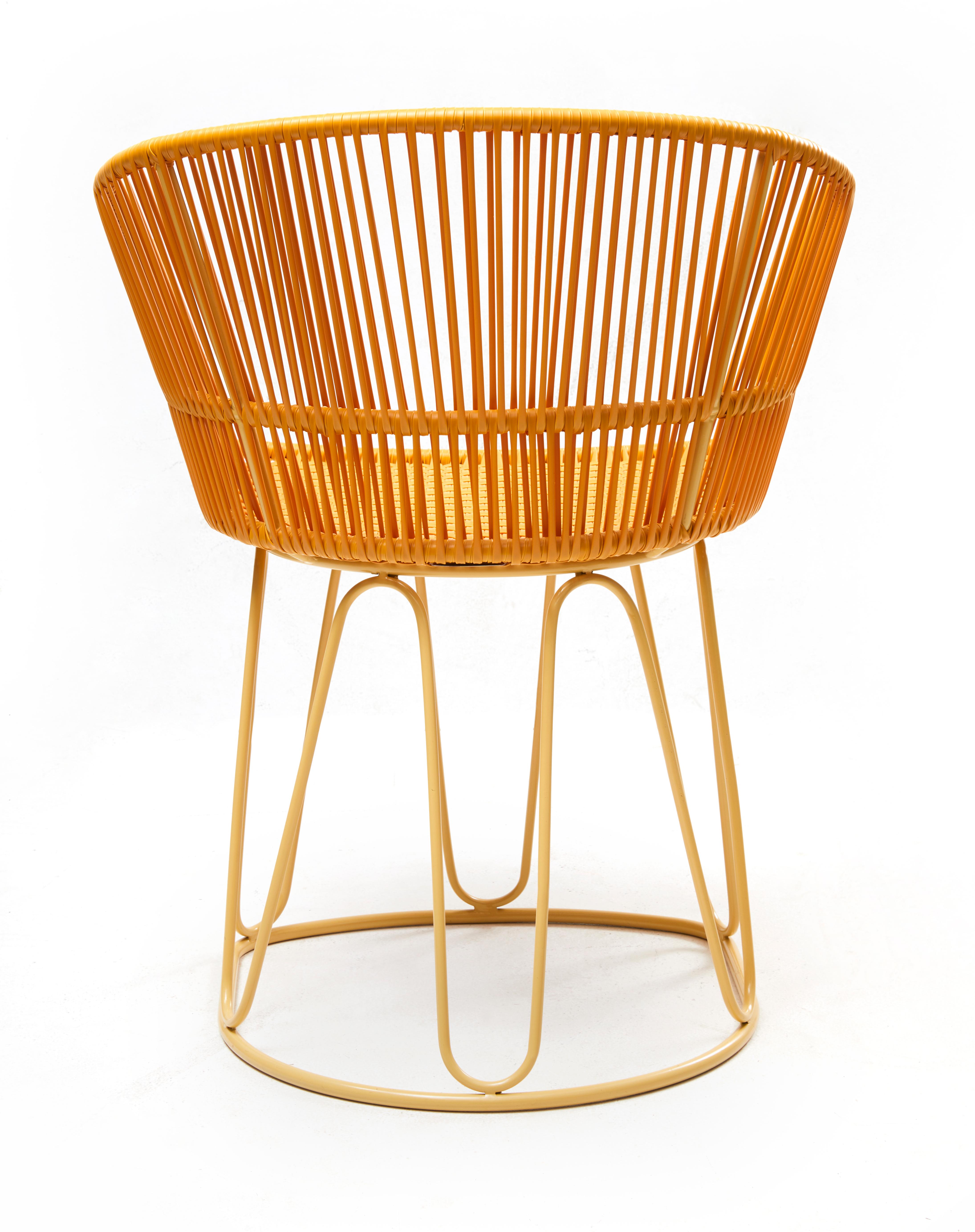Powder-Coated Set of 2 Honey Circo Dining Chair by Sebastian Herkner For Sale