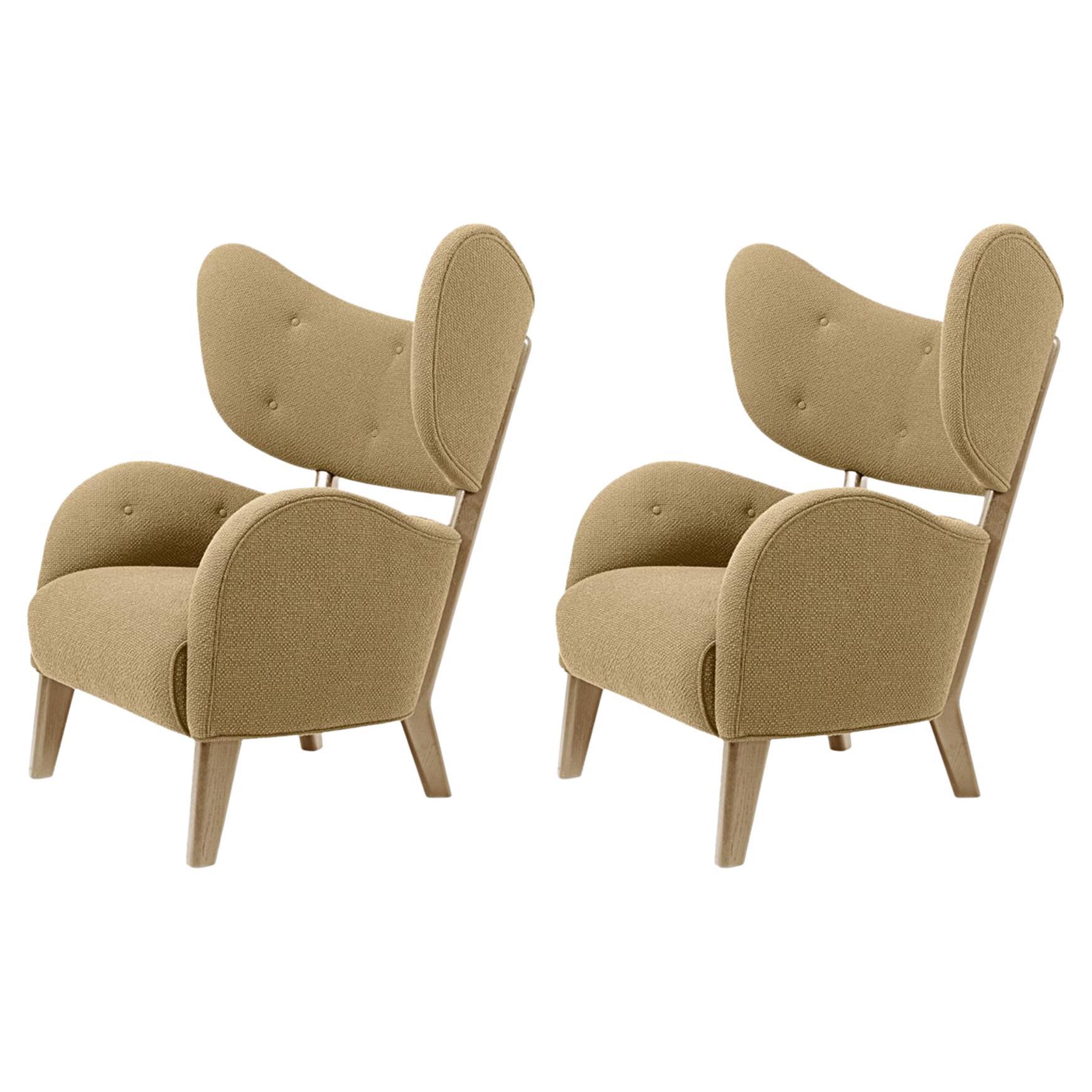 Set of 2 Honey Raf Simons Vidar 3 Natural Oak My Own Lounge Chairs by Lassen For Sale