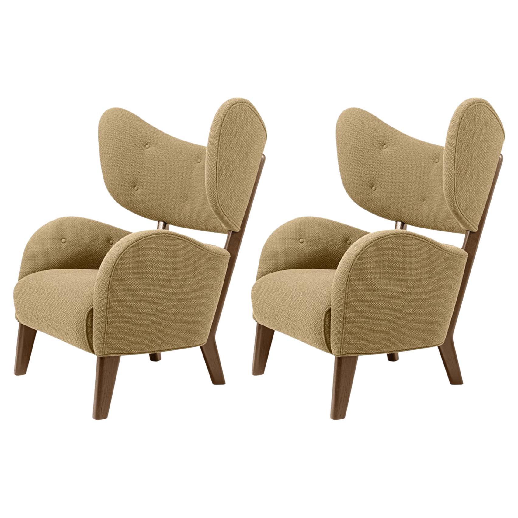 Set of 2 Honey Raf Simons Vidar 3 Smoked Oak My Own Lounge Chairs by Lassen For Sale