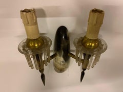 Juego de 2 Lámparas de Pared de Cuerno y Acrílico de Francia / 1950