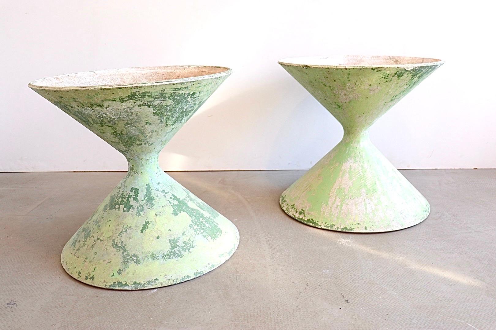 Mid-Century Modern Set of 2 Hourglass Planters 