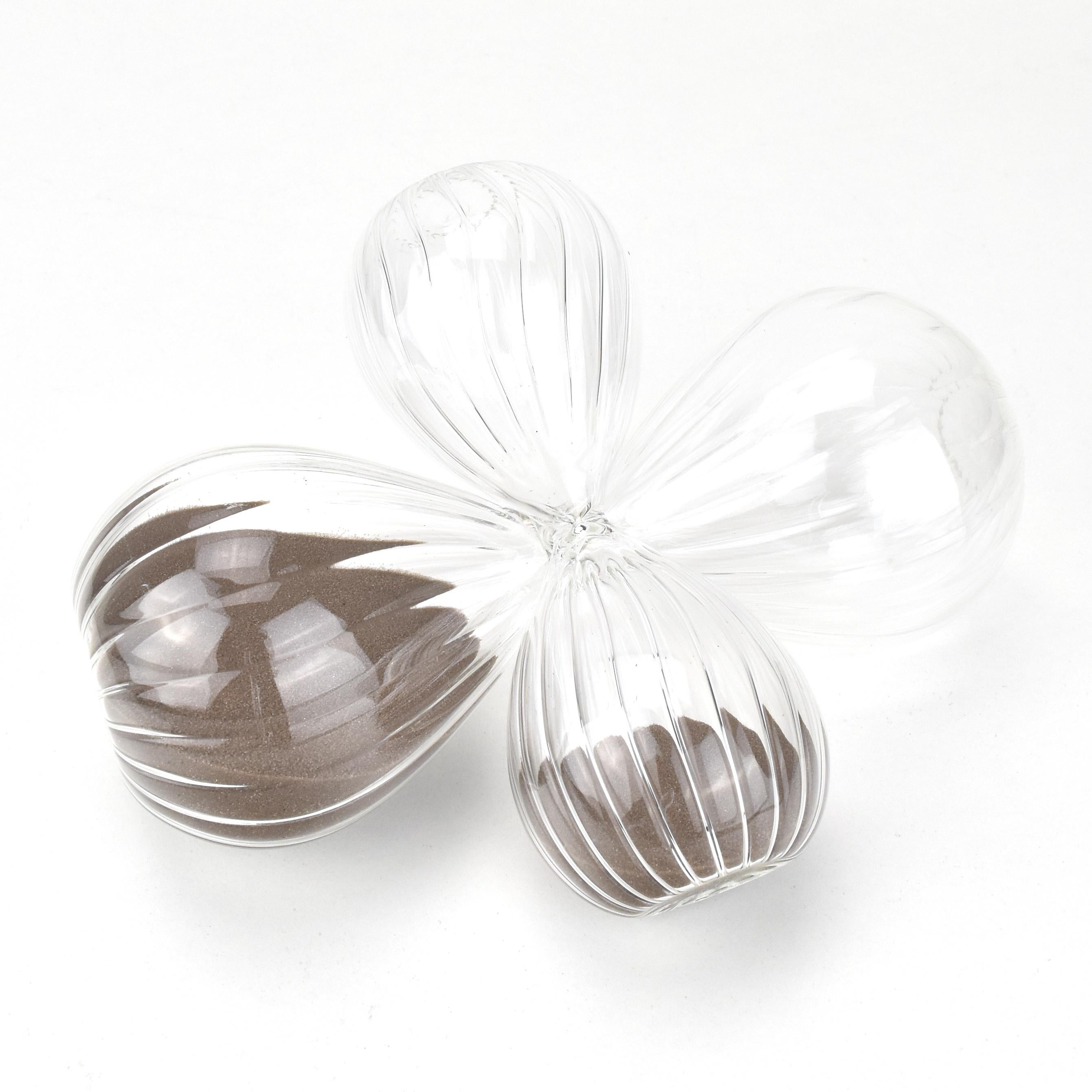 Satz von 2 Sanduhren Murano Klar gerippt Studio Art Glass Objects Venini Style (Italienisch) im Angebot