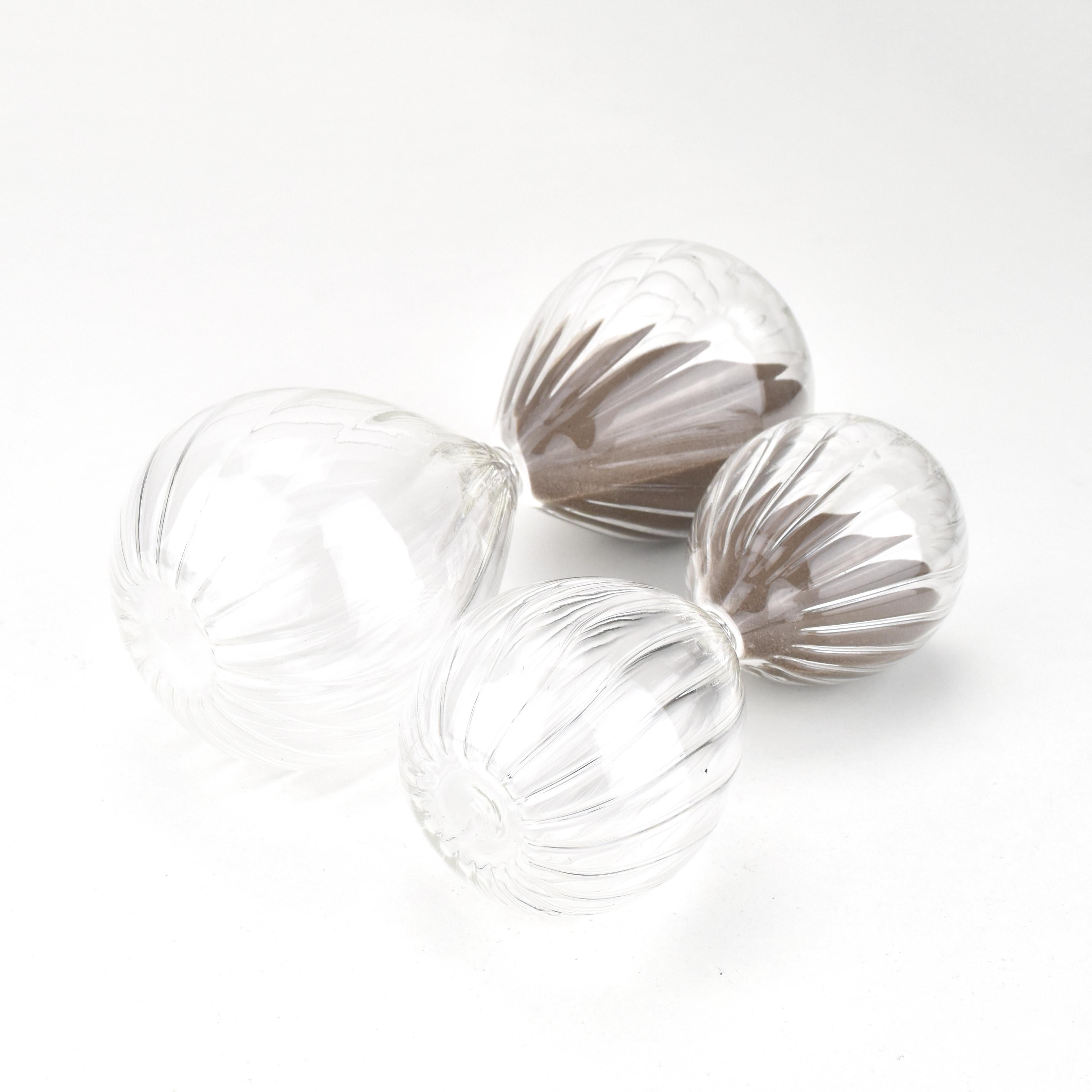 Satz von 2 Sanduhren Murano Klar gerippt Studio Art Glass Objects Venini Style im Zustand „Hervorragend“ im Angebot in Bad Säckingen, DE
